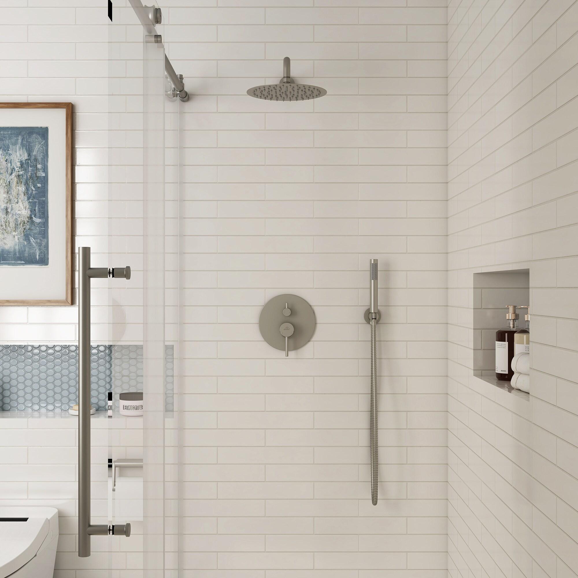 Pressure-Balanced Complete Shower System with 10-Inch Rain Shower Head, Handheld, Rough-in Valve