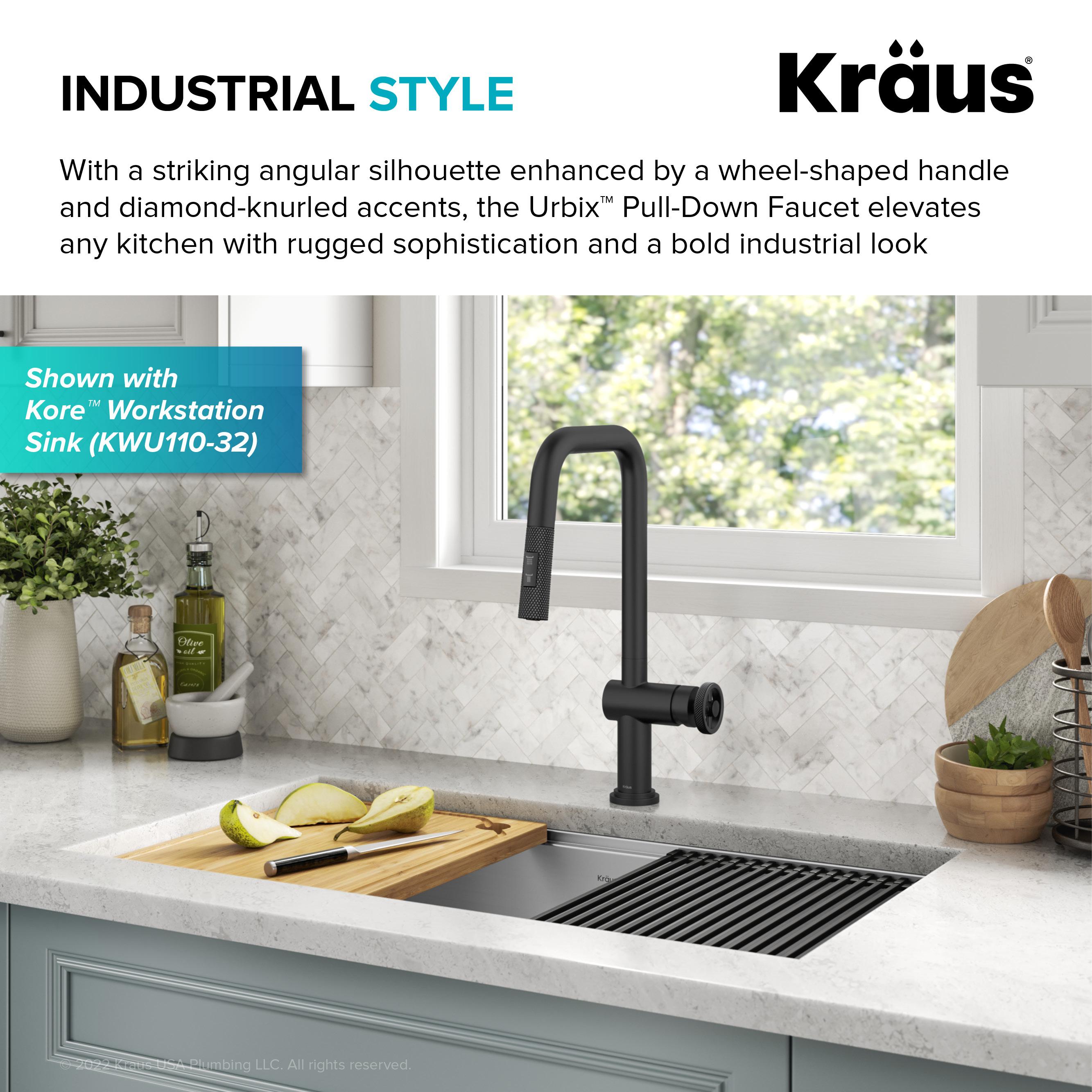 Urbix Industrial Pull-Down Single Handle Kitchen Faucet