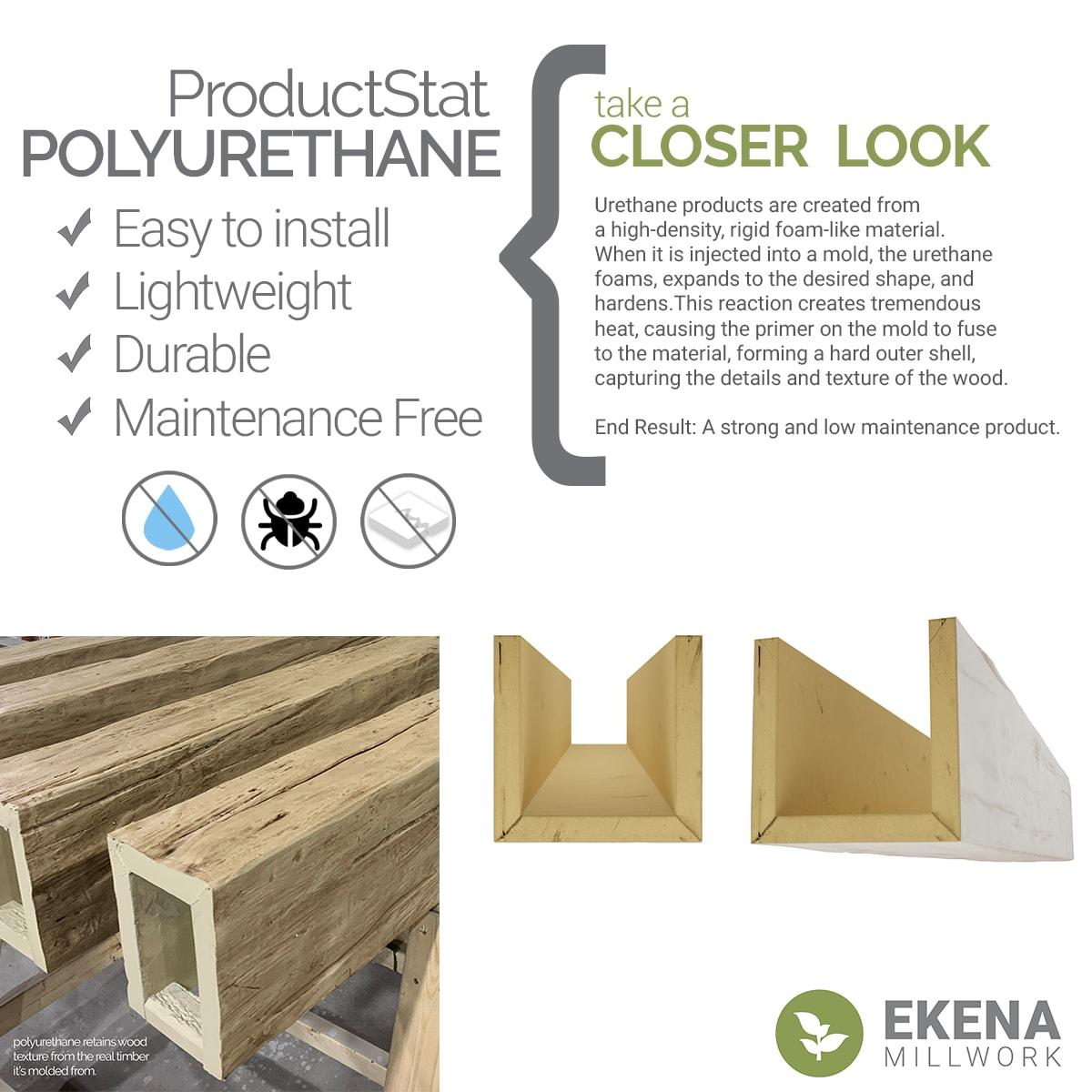Ekena Millwork Pecky Cypress Endurathane Faux Wood 3-Sided Ceiling Beam (U-beam)