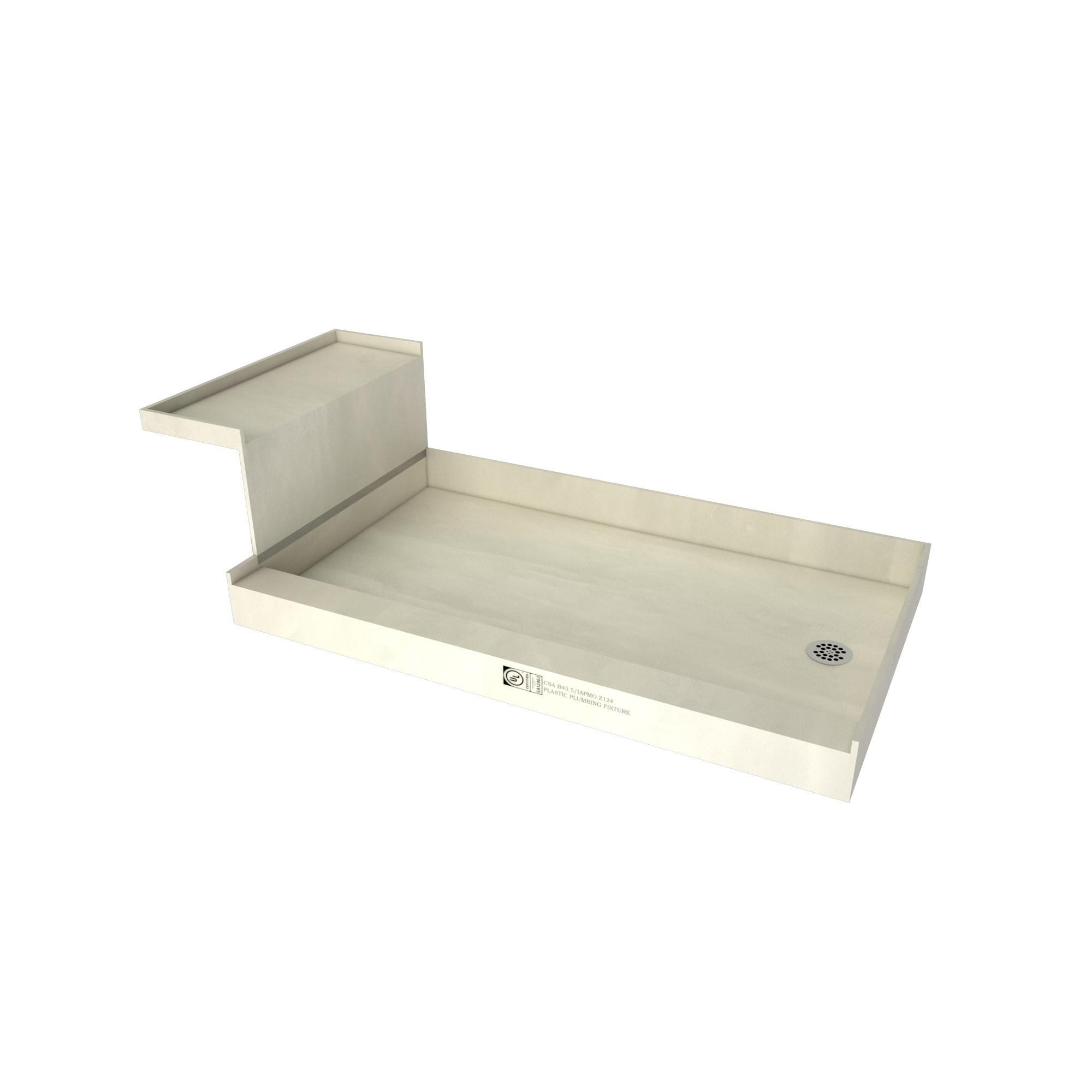 Tile Redi Base'N Bench Single Threshold Shower Base with Bench and Drain Plate