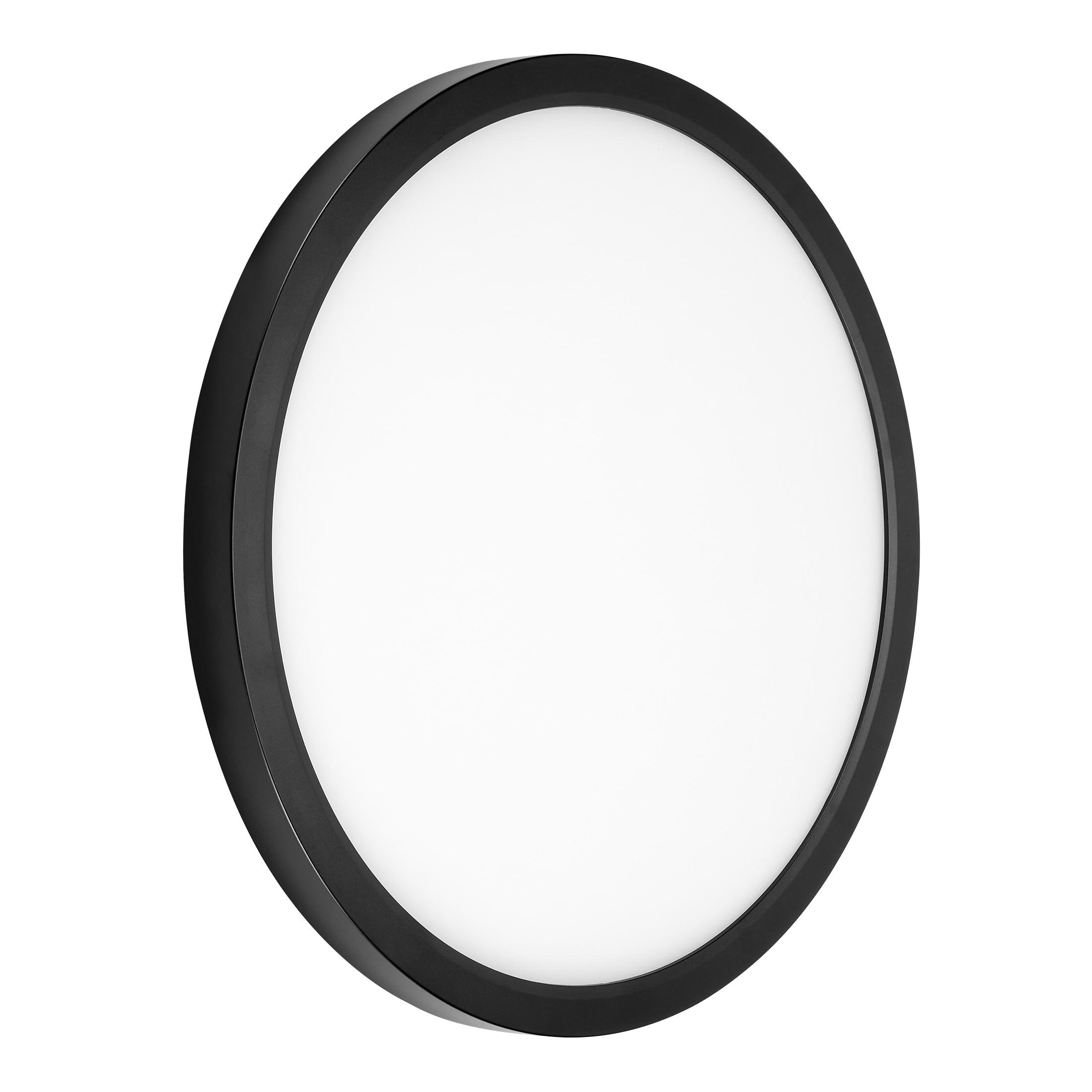 Maxxima 14 in. LED Flush Mount Ceiling Light, 5 CCT 2700K-5000K, 2400 Lumens, Traditional Indoor Black Trim Round Panel Light, Dimmable