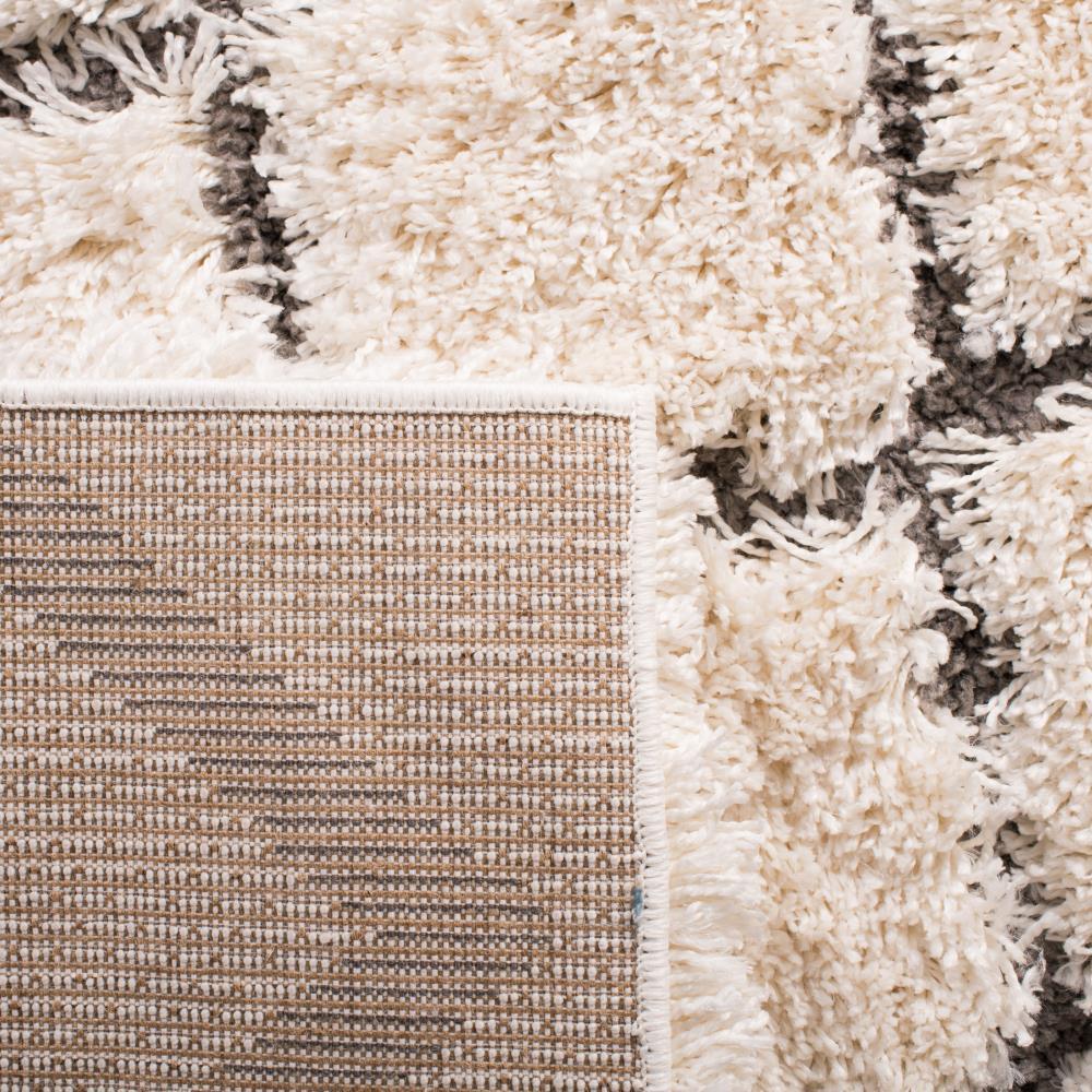 SAFAVIEH Adriana Anwar Geometric Diamonds Shag Area Rug, Cream/Grey, 4' x 6'