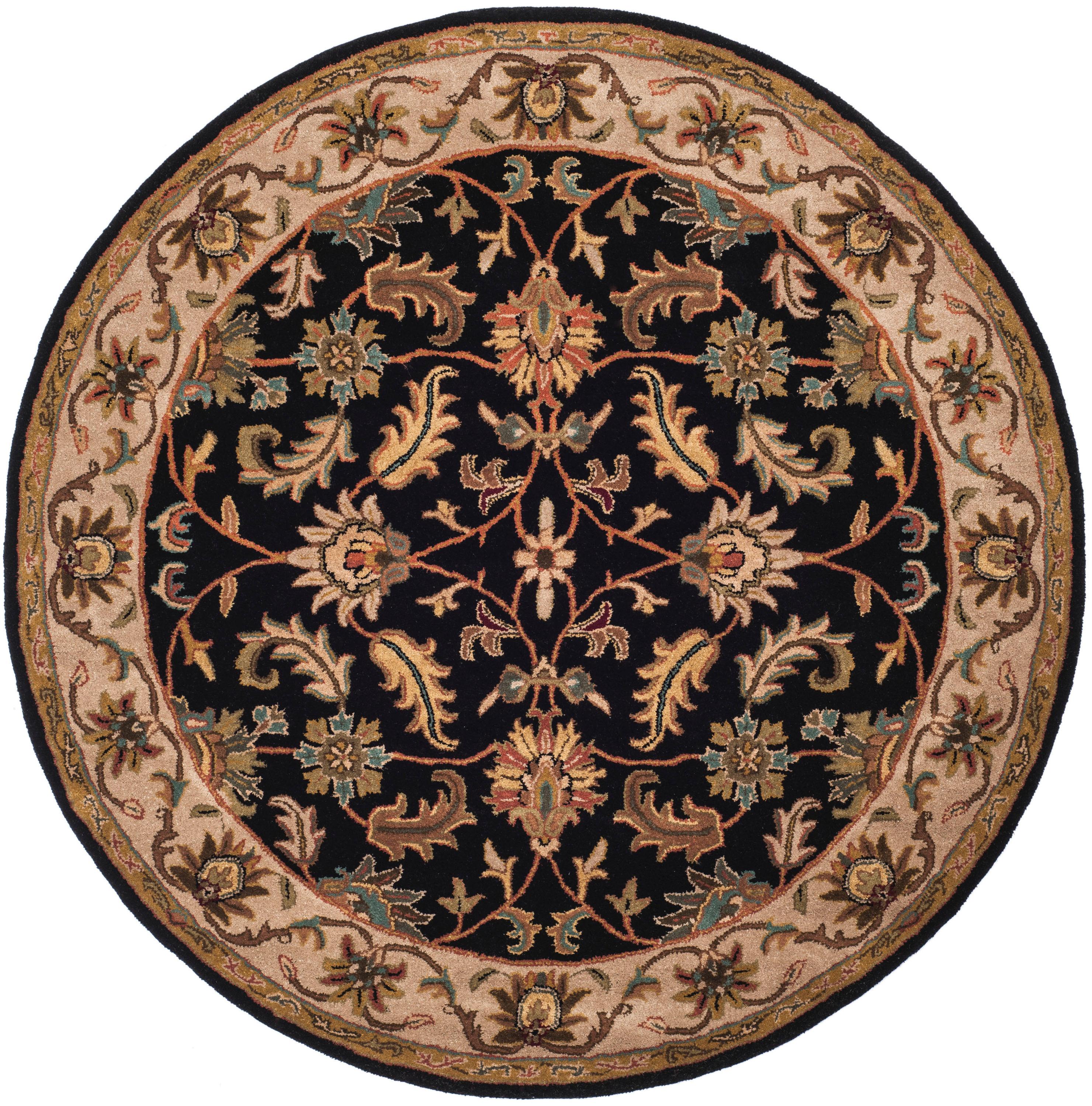 Heritage HG628 Hand Tufted Area Rug - Black/Beige - 6' Round - Safavieh.