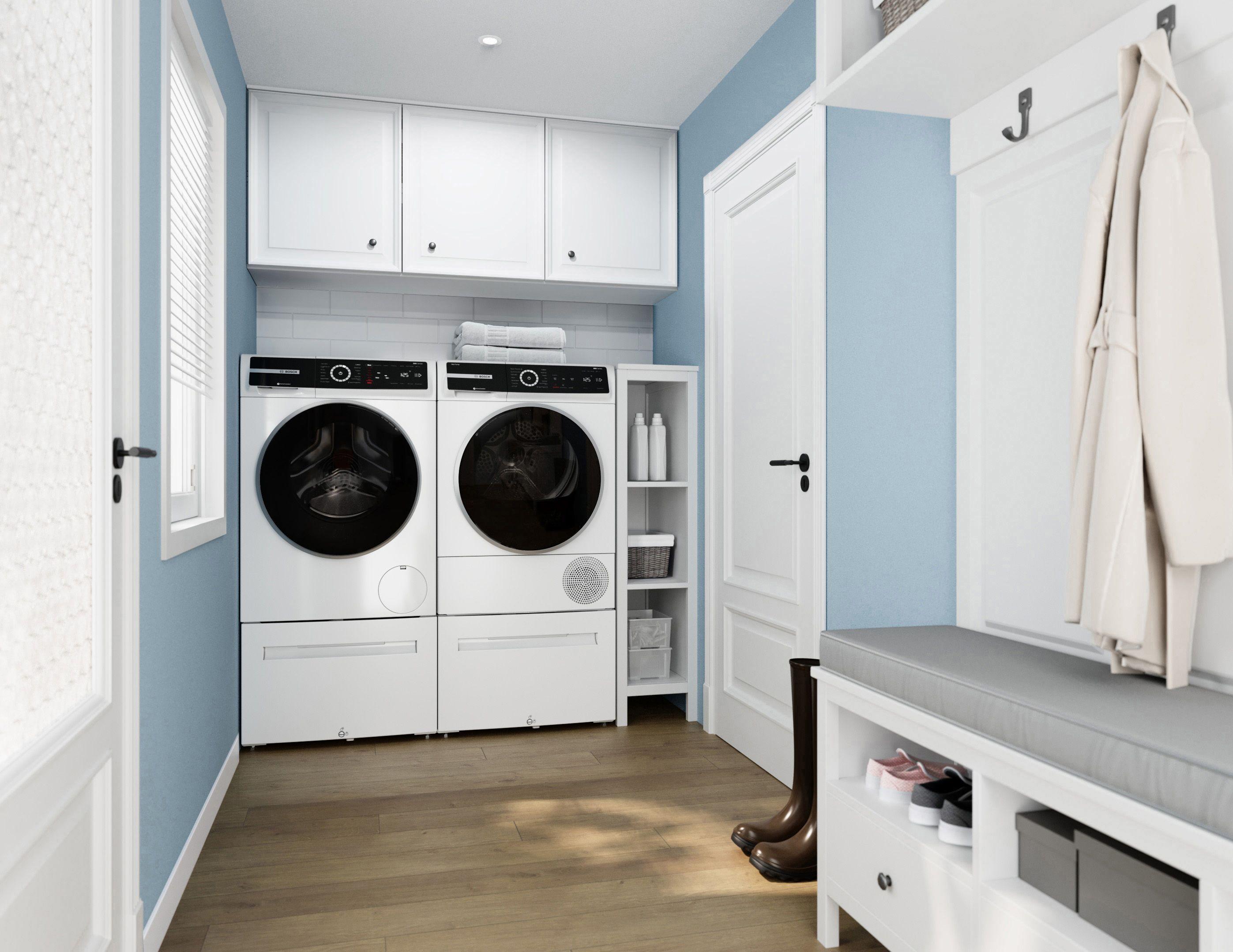 Bosch 500 Series White Smart Front Load Washer with Stainless Steel Drum