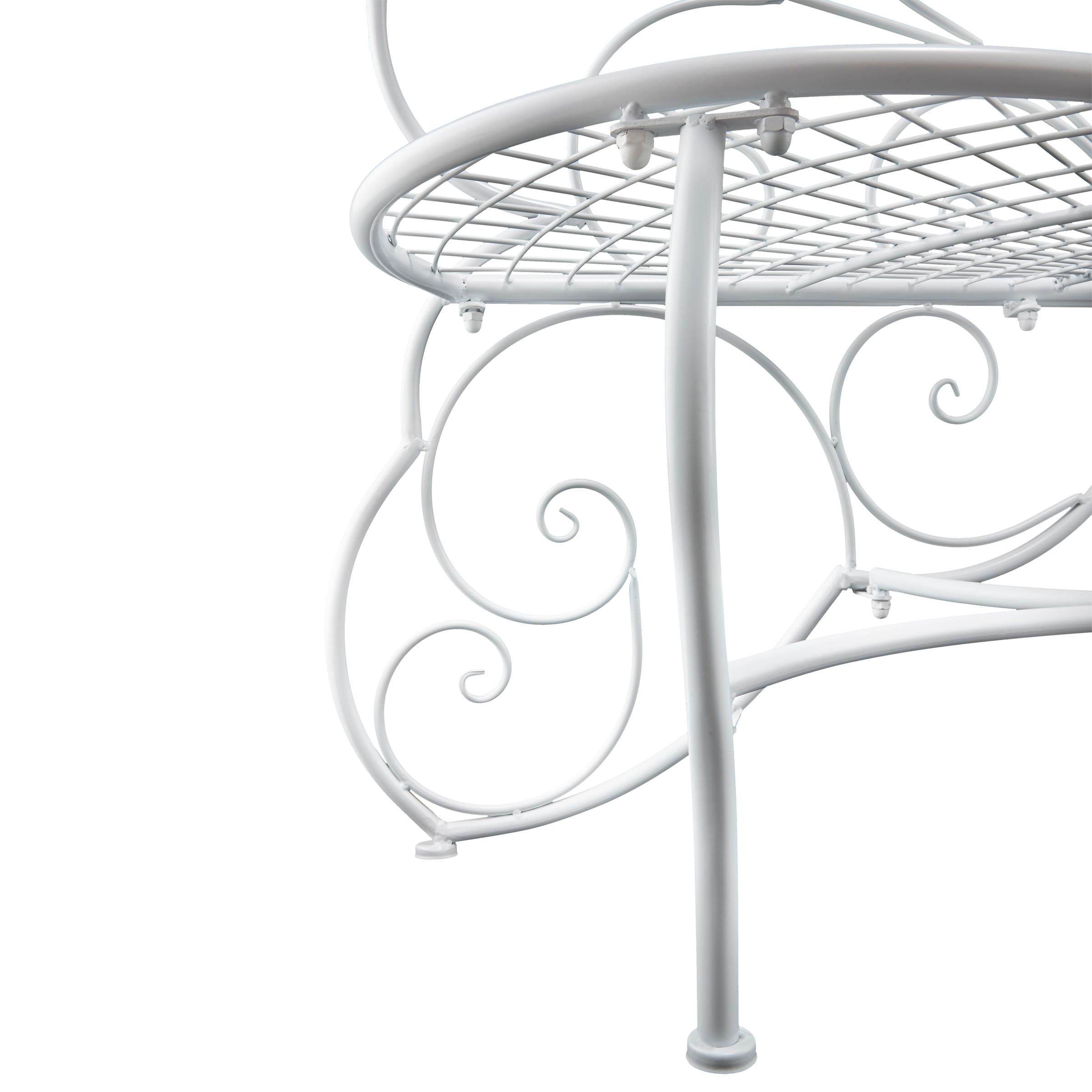 38" x 62" Metal Butterfly Outdoor Bench White - Alpine Corporation: Weather-Resistant, Garden Seating