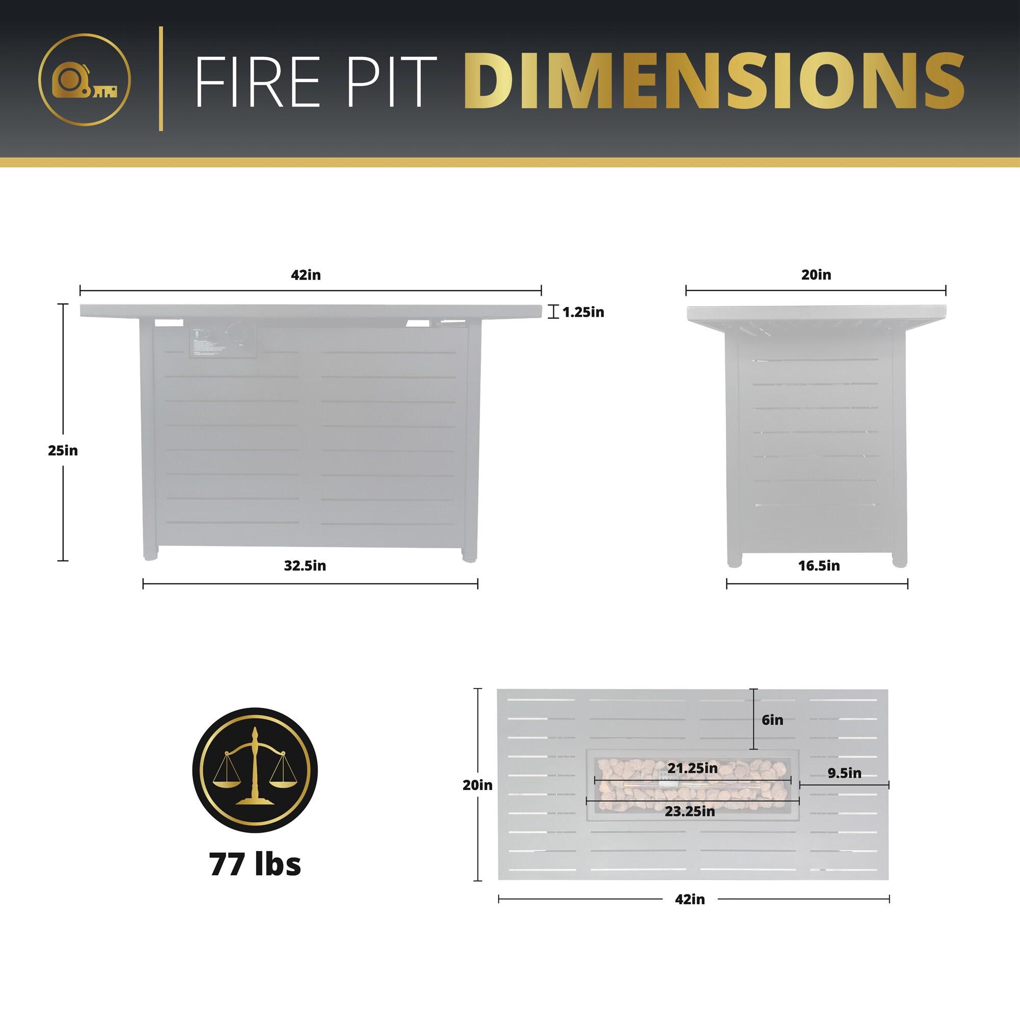 Kinger Home 42-Inch Outdoor Propane Fire Pit Table for Patio, 50,000 BTU CSA Certified, Powder Coating Steel Frame, Black