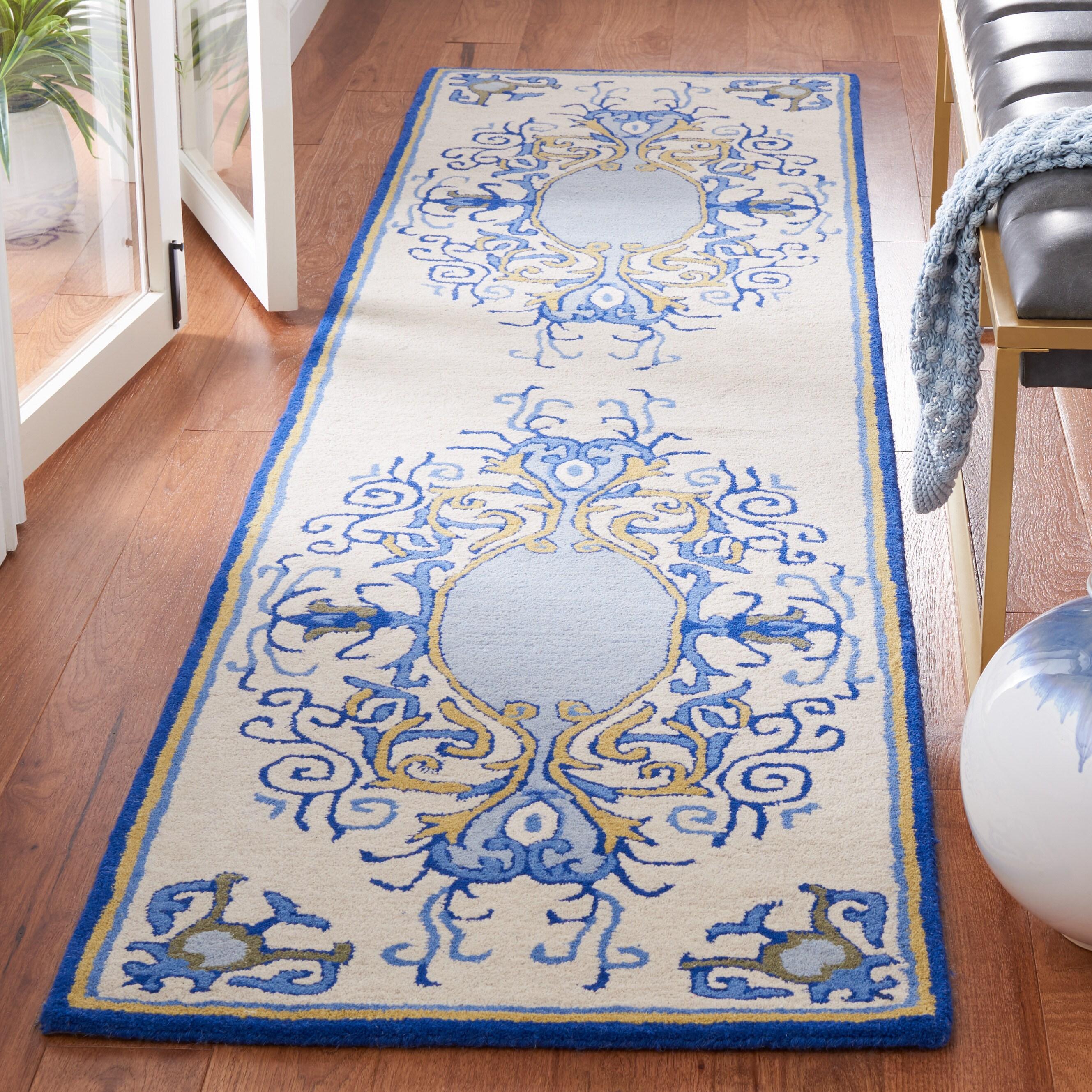 Empire EM601 Hand Tufted Runner Rug - Blue/Ivory - 2'3"x9' - Safavieh.