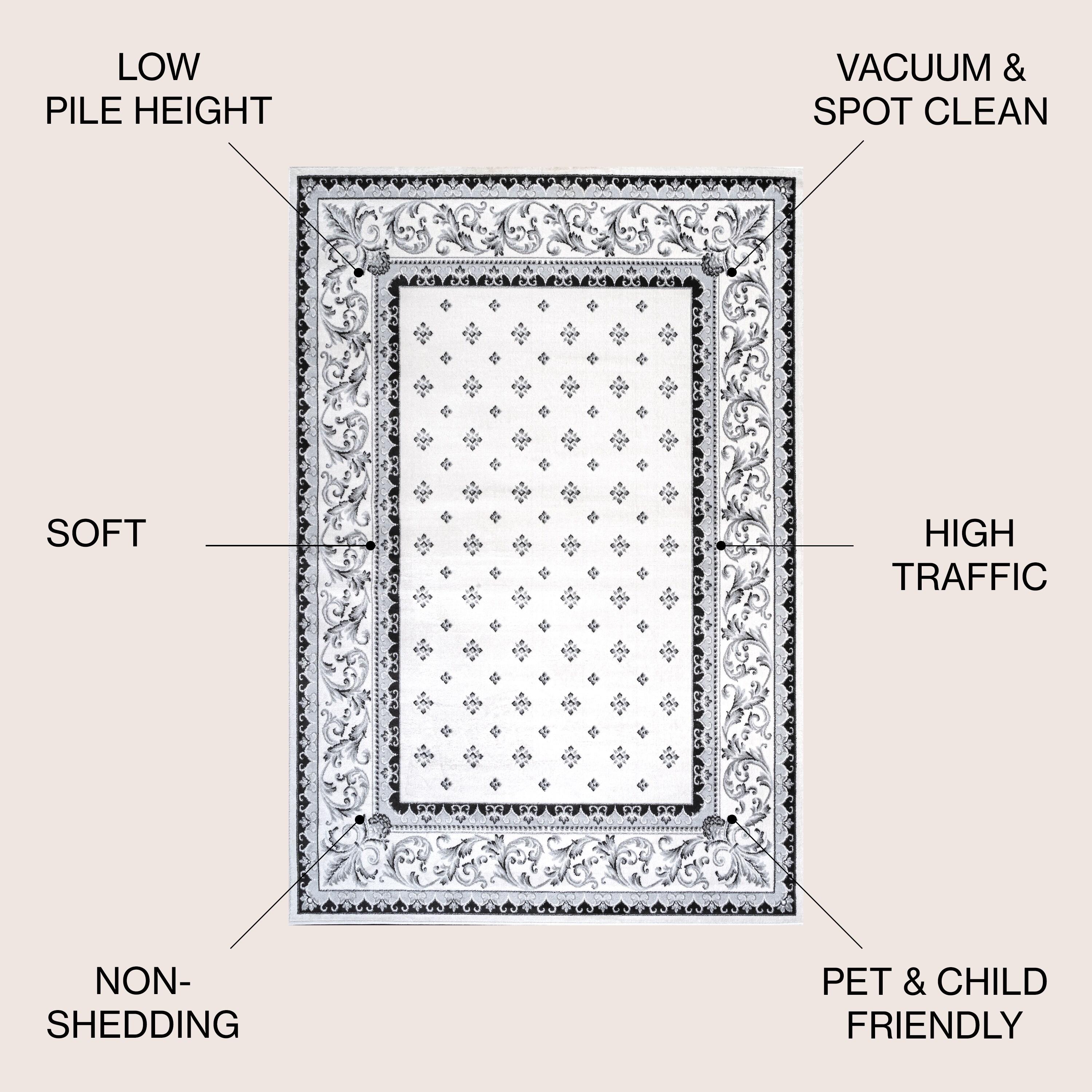 3'x5' Acanthus French Border Area Rug, Cream/Light Gray - JONATHAN Y