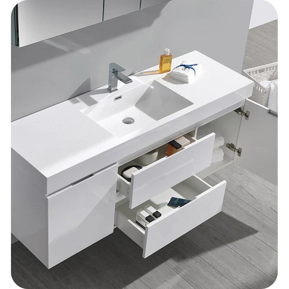 Valencia 60" Wall Mount Single Sink Bathroom Vanity with Top and Sink (Faucet Not Included)