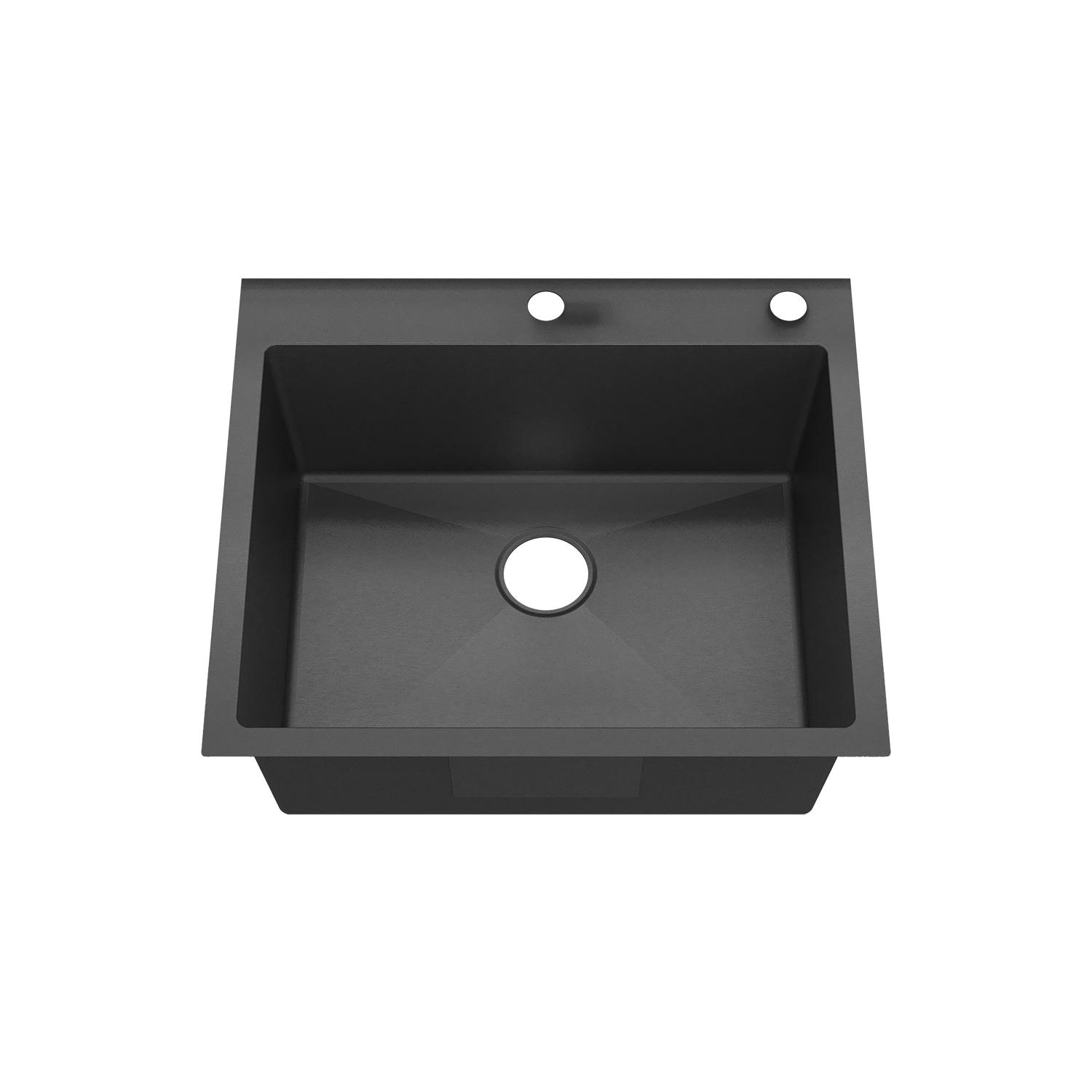 OSC Sinber Drop in Single Bowl 304 Stainless Steel Kitchen Sink 25" x 22" x 9"(Black Sink Only) - Black