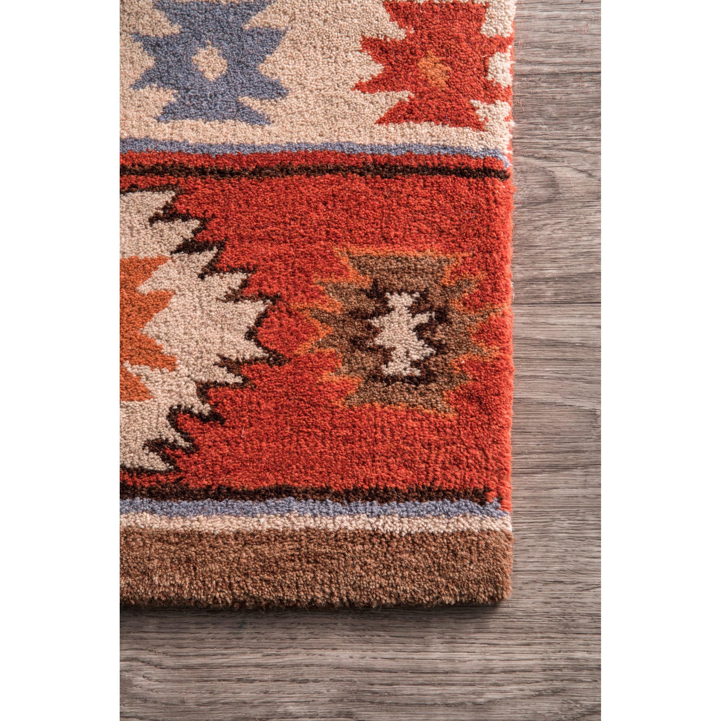 2'x3' Hand Tufted Shyla Accent Rug Orange - nuLOOM: Wool, Geometric, Bohemian, Medium Pile, Indoor Use