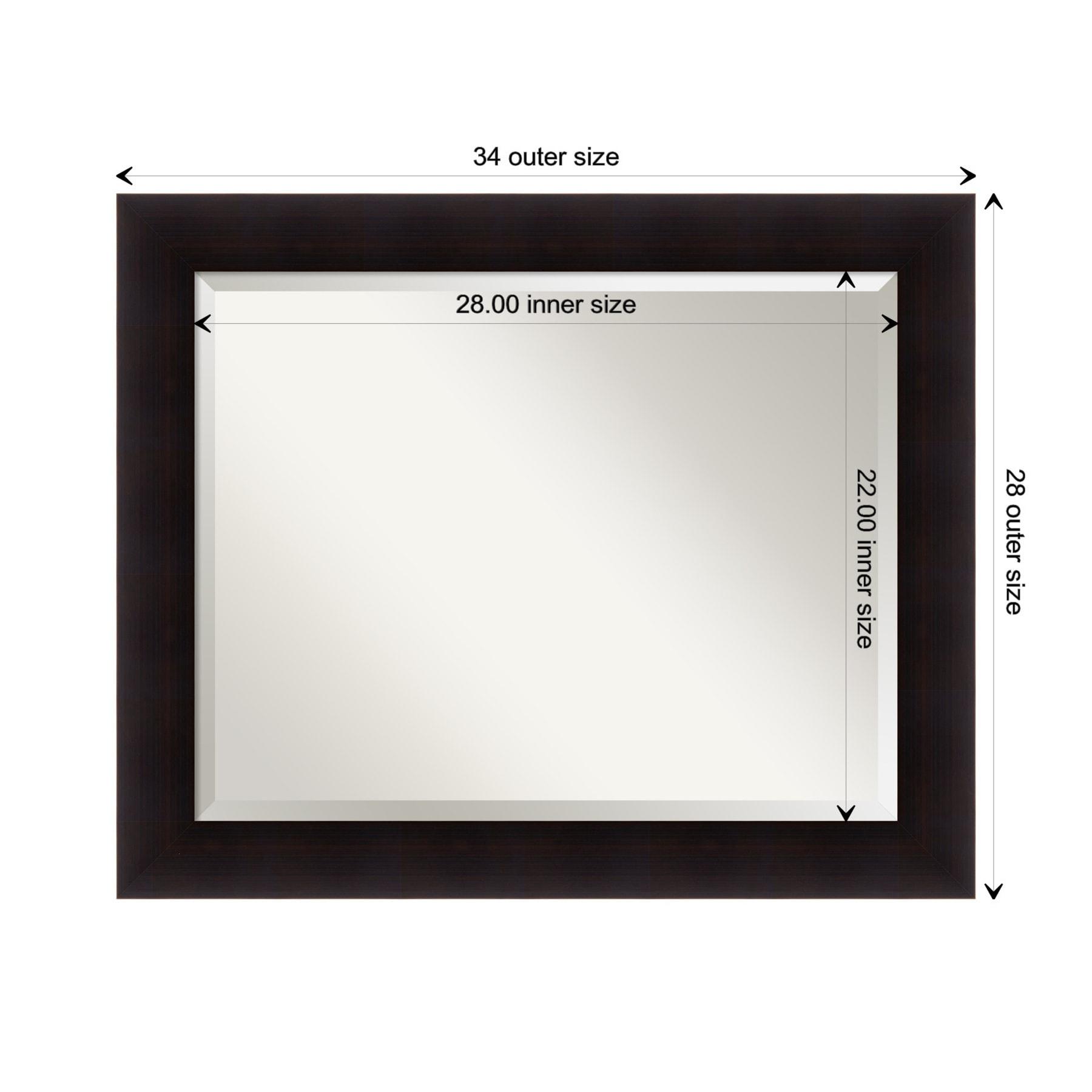 Amanti Art Beveled Wood Bathroom Wall Mirror - Portico Espresso Frame Outer Size: 34 x 28 in
