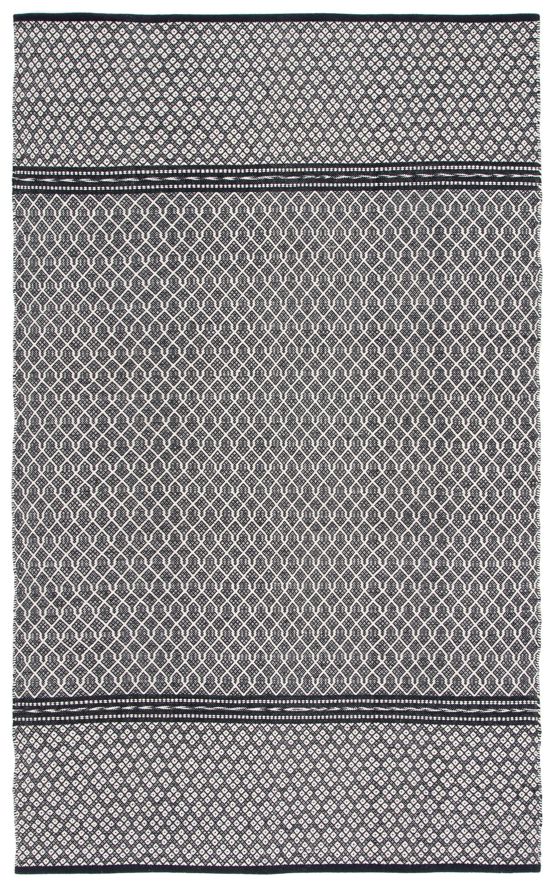 Kilim KLM703 Hand Woven Area Rug - Black/Ivory - 6'x9' - Safavieh.