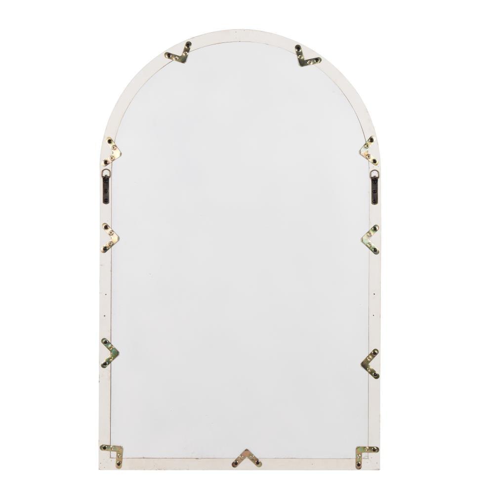Kate and Laurel Boldmere Large Traditional Wood Windowpane Arch Mirror, 28x44, Rustic Brown and White