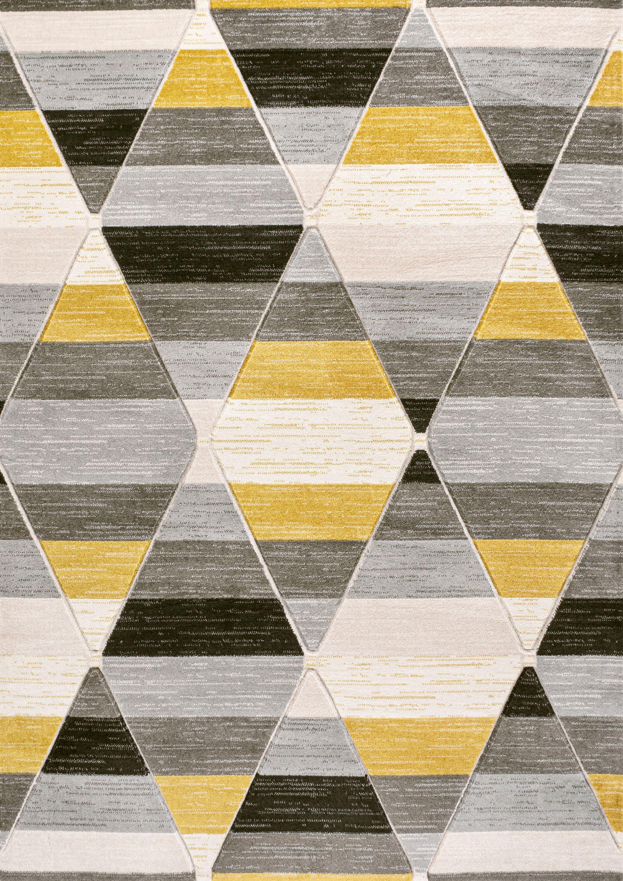 8'x10' Kehoe Retro Diamonds Geometric, Yellow/Gray/Cream - JONATHAN Y