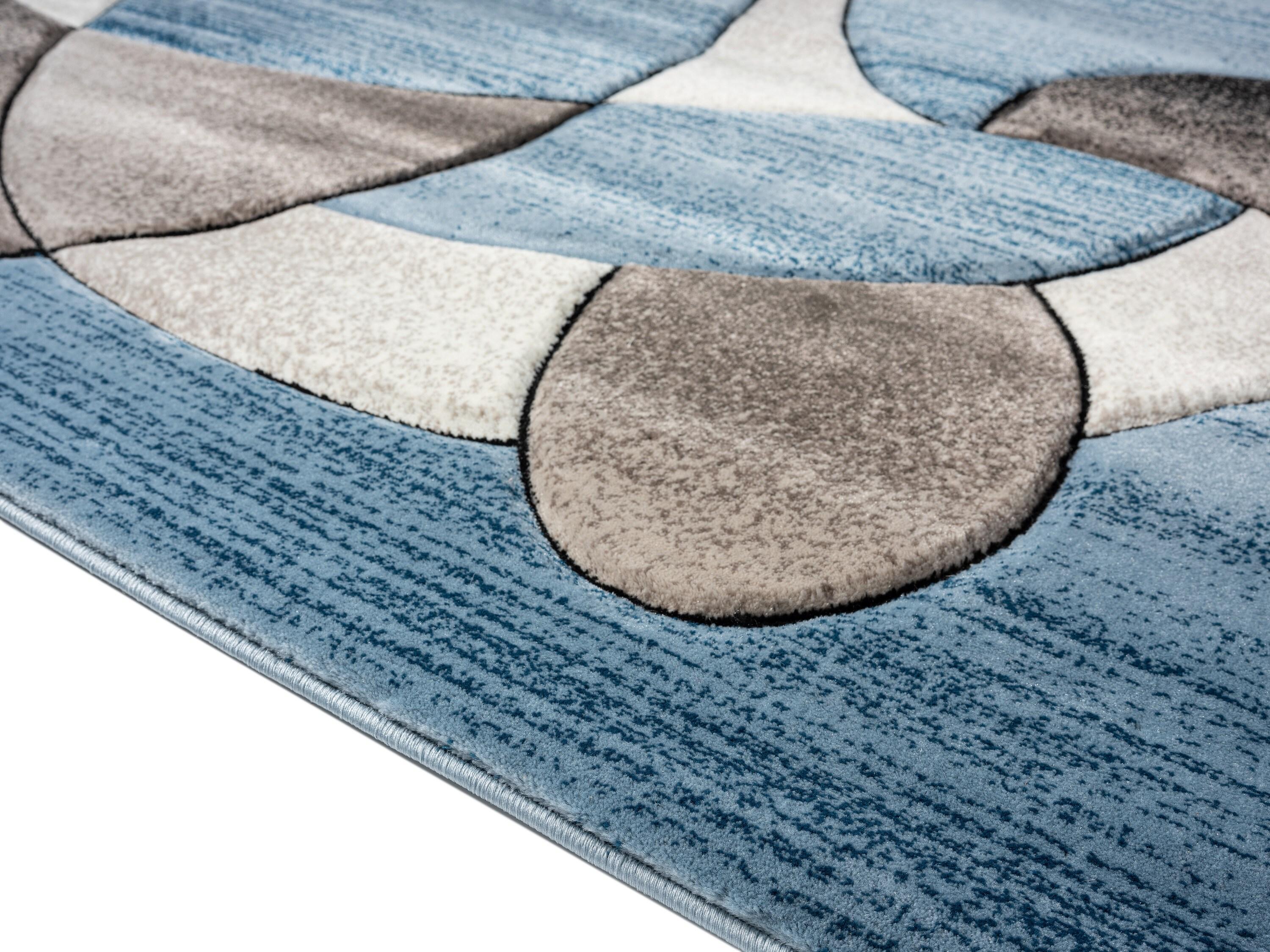 MDA Rug Imports Rhodes Collection Abstract Designed Area Rug Blue 2'5'' X 3'9'' 2' x 3' Living Room,Bedroom,Dining Room Rectangle