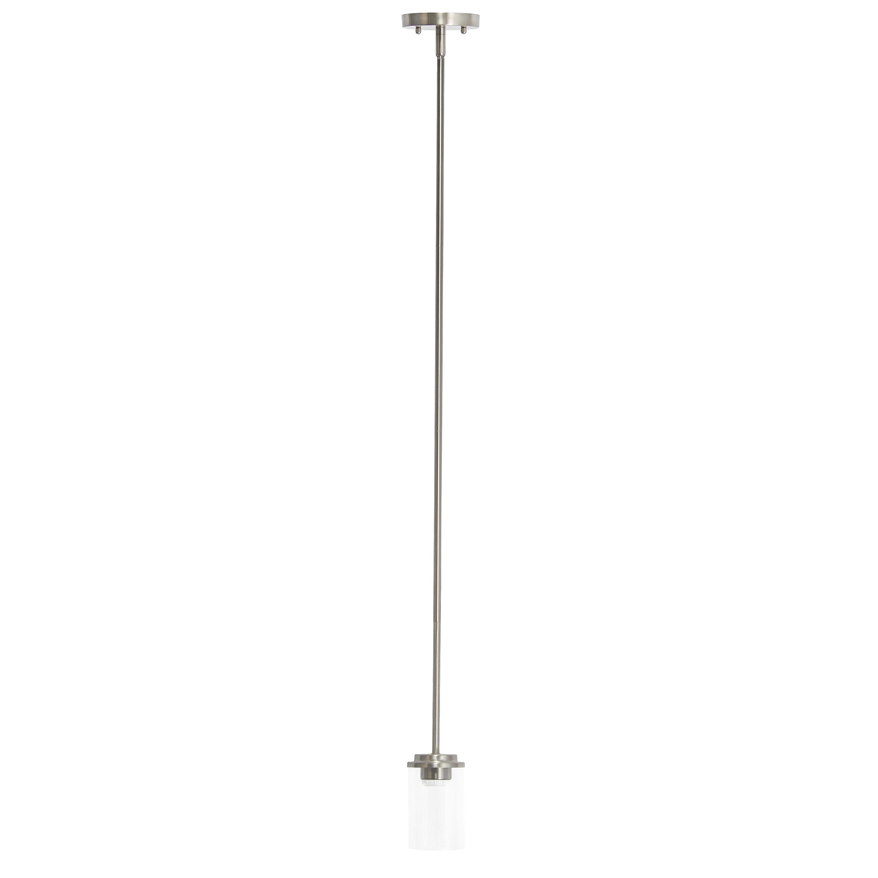 1-Light 5.75" Minimalist Industrial Farmhouse Adjustable Hanging Clear Cylinder Glass Pendant Metallic Silver - Lalia Home: UL Listed, E26 Base