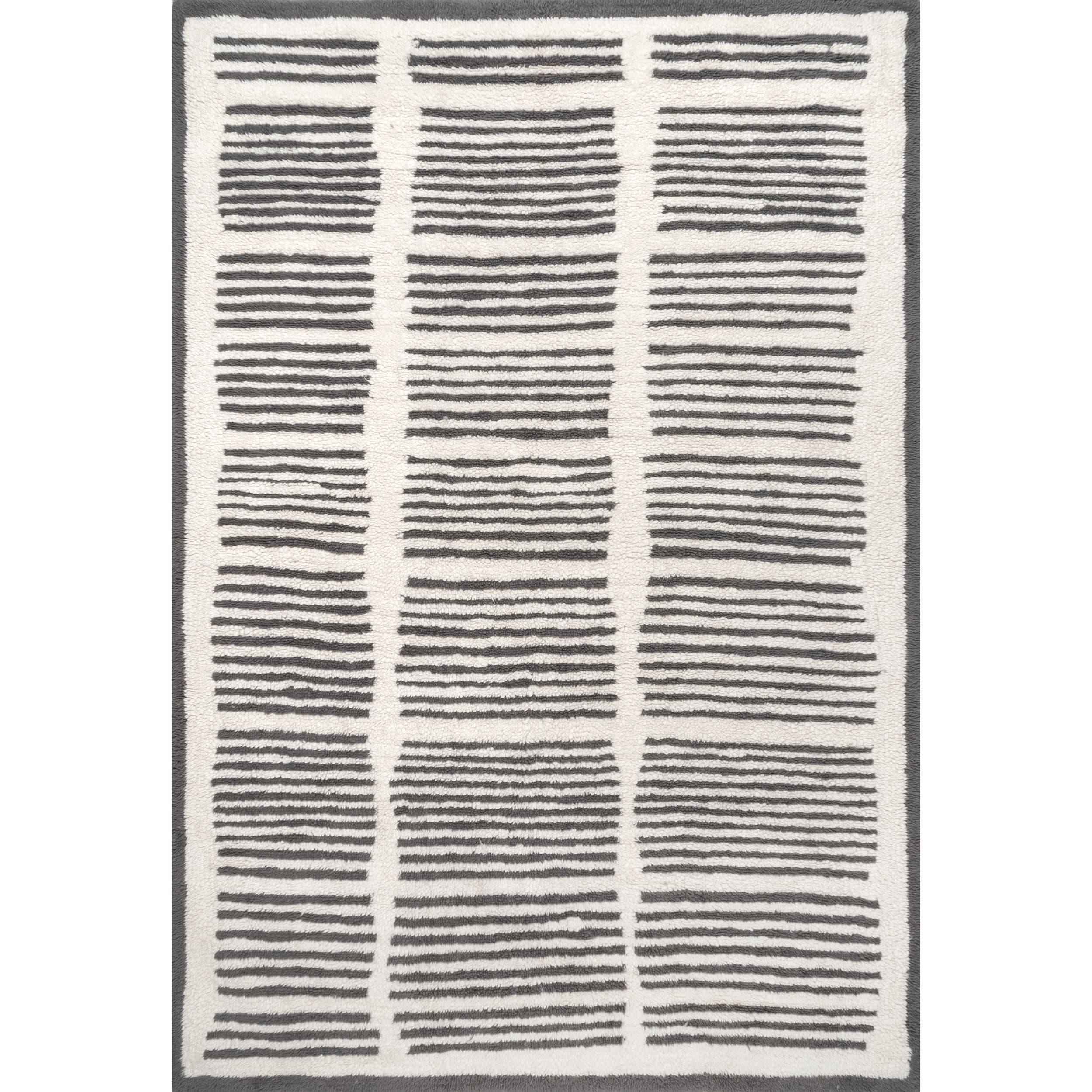 nuLOOM Tayshia Machine Washable Wool Modern Striped Area Rug, 3' x 5', Ivory