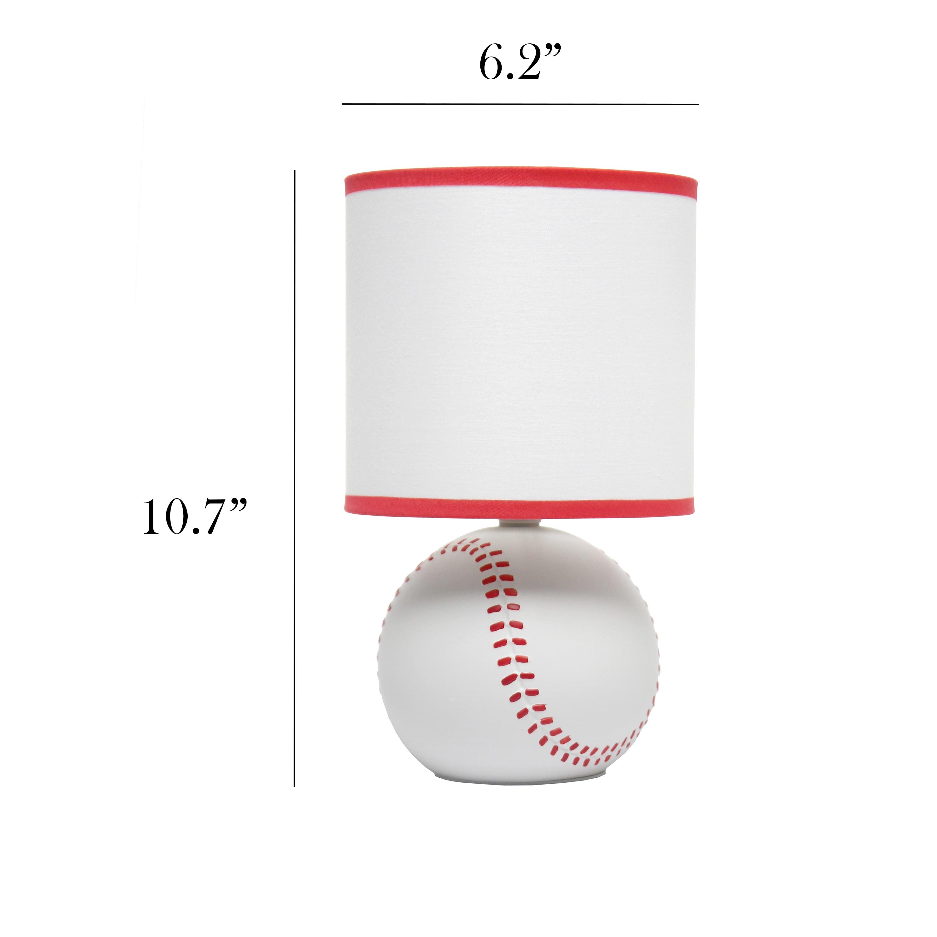 Simple Designs 10.7" SportsLite Mini Baseball Table Lamp Mancave White and Red