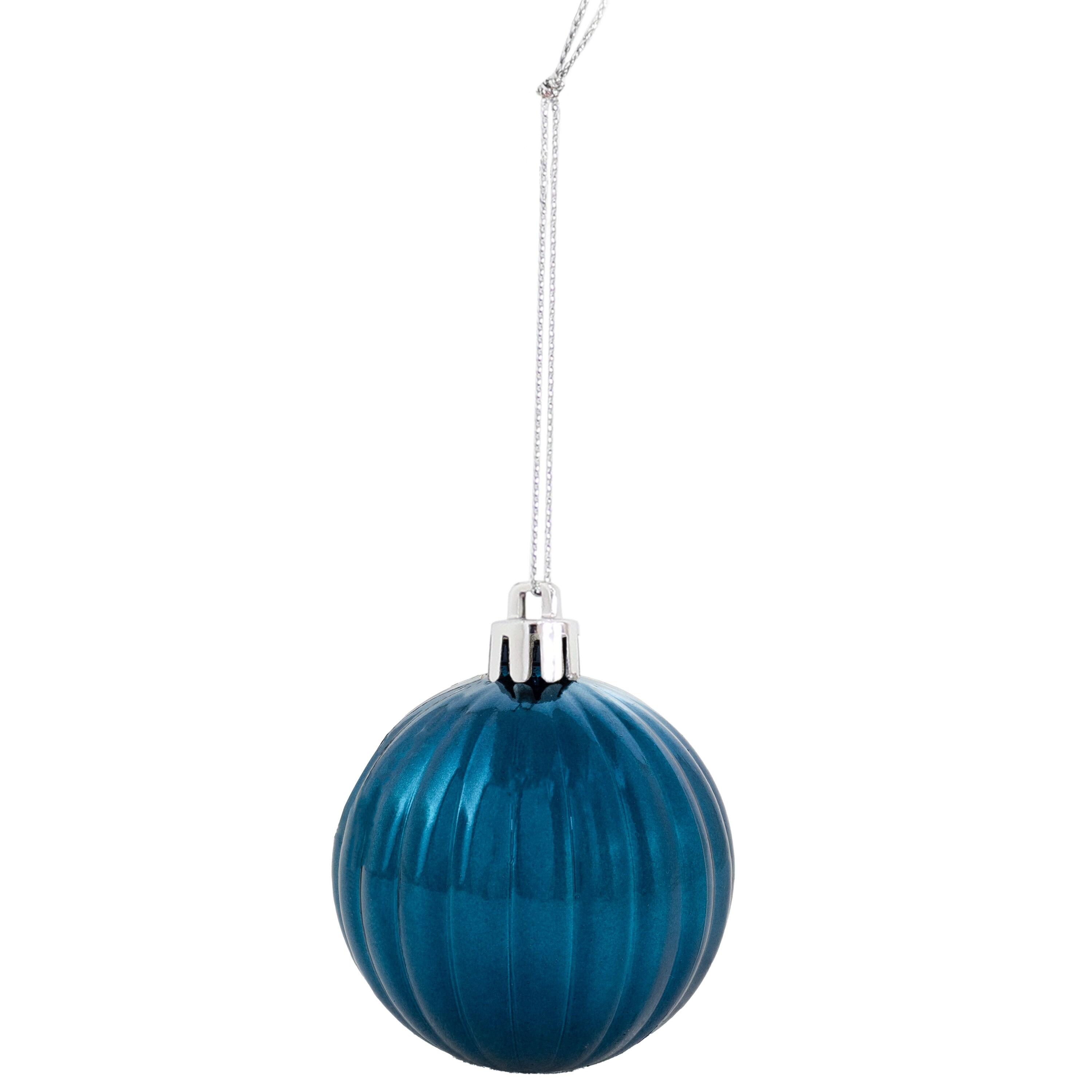 Sunnydaze Indoor Christmas Holiday Tree Shatterproof Merry Medley Ball Ornaments with Hooks - 2" - Turquoise and Blue - 24pc
