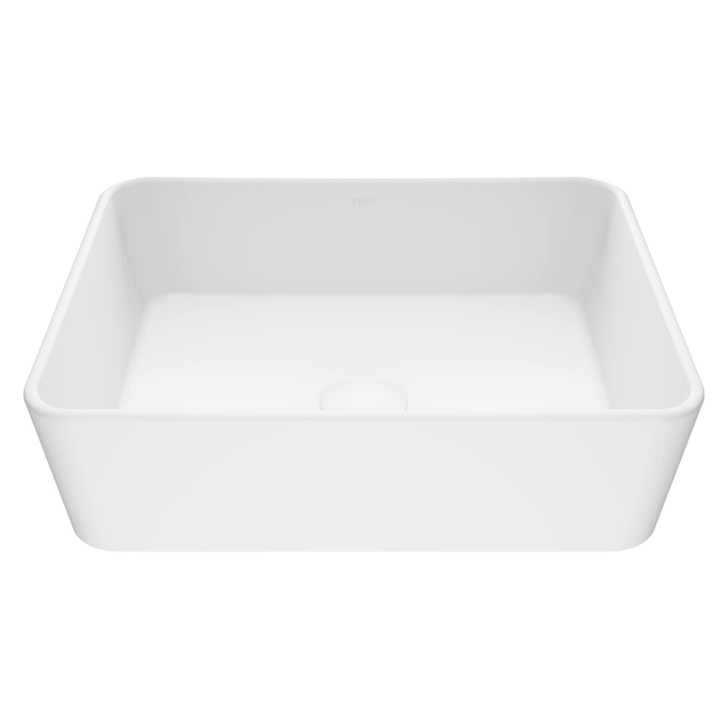 Marigold 18" L x 14" W x 5" H Matte White Handmade Rectangular Vessel Bathroom Sink