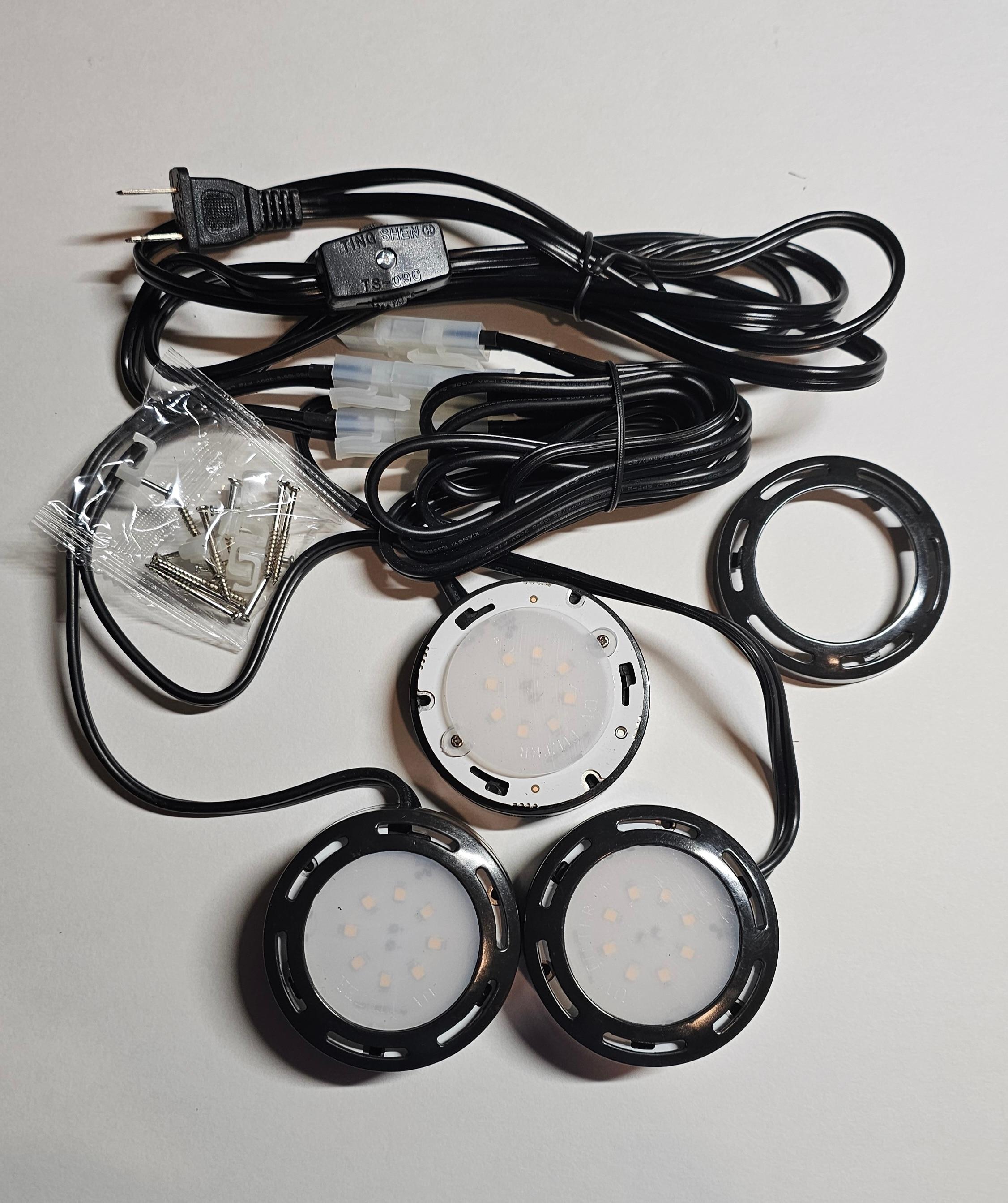 Single LED Under Cabinet Puck Light Accent Kit 120 Volts (Black)