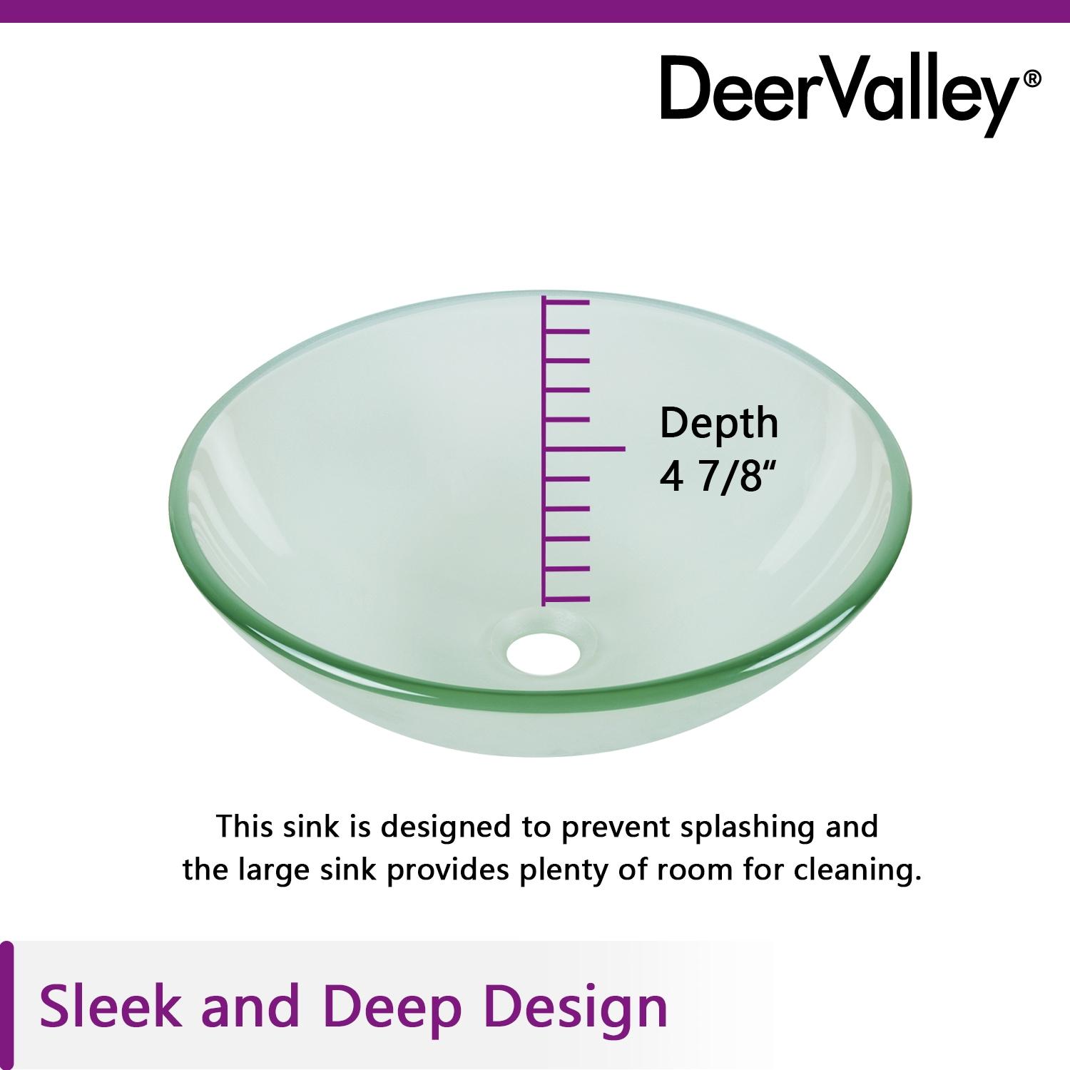 DeerValley Symmetry 16.5'' Circular Glass Vessel Bathroom Sink