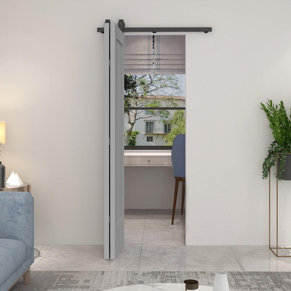 Calhome Paneled MDF Composite Bifold Barn Door with Installation Hardware Kit