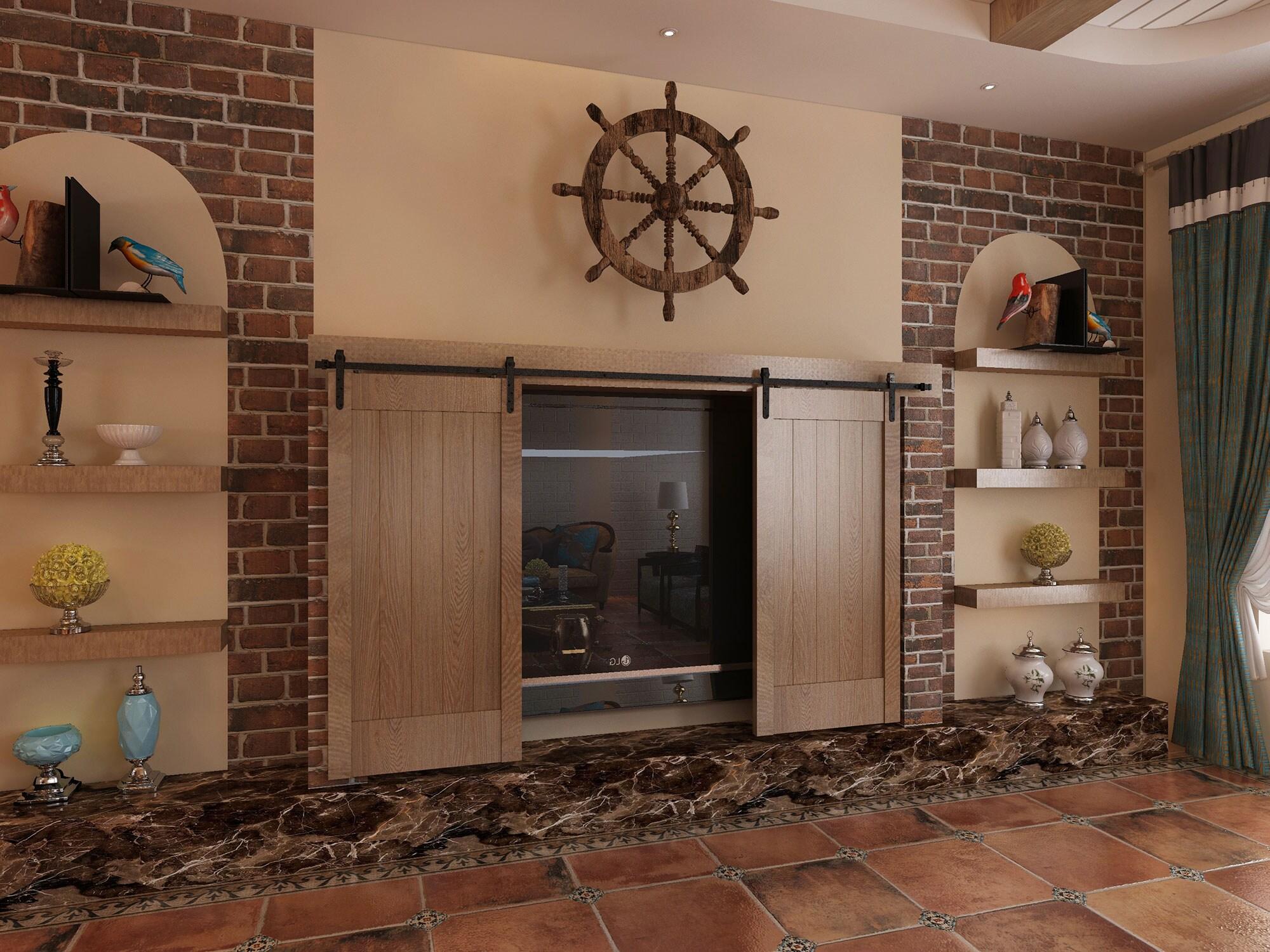 American Pro Decor 4 ft Solid Steel Mini Sliding Rolling Barn Door Hardware Kit for Double Wood Doors