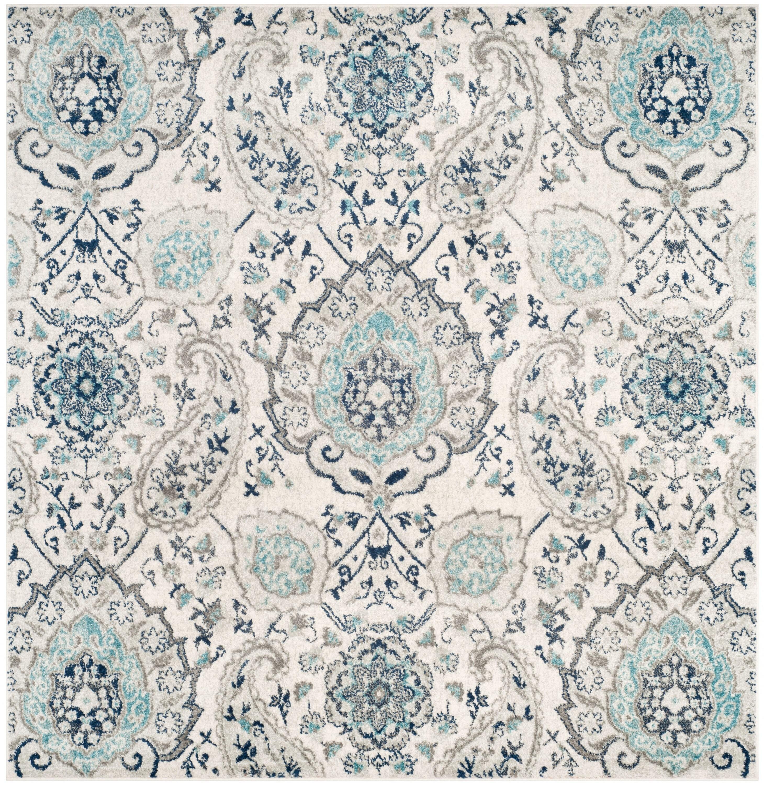 Madison MAD600 Power Loomed Indoor Area Rug - Cream/Light Grey - 4'x4' - Safavieh