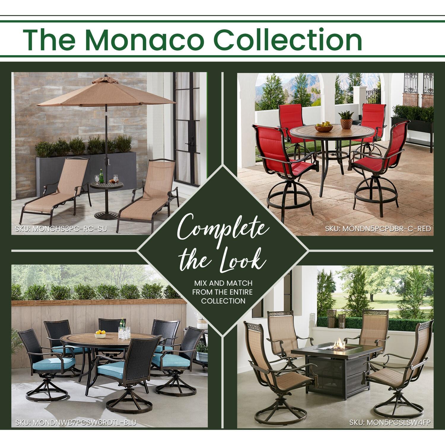 Hanover Monaco 7-Piece Rust-Free Aluminum Outdoor Patio Dining Set with 6 PVC Swivel Rockers and Tempered Glass Rectangular Dining Table, MONDN7PCSWG