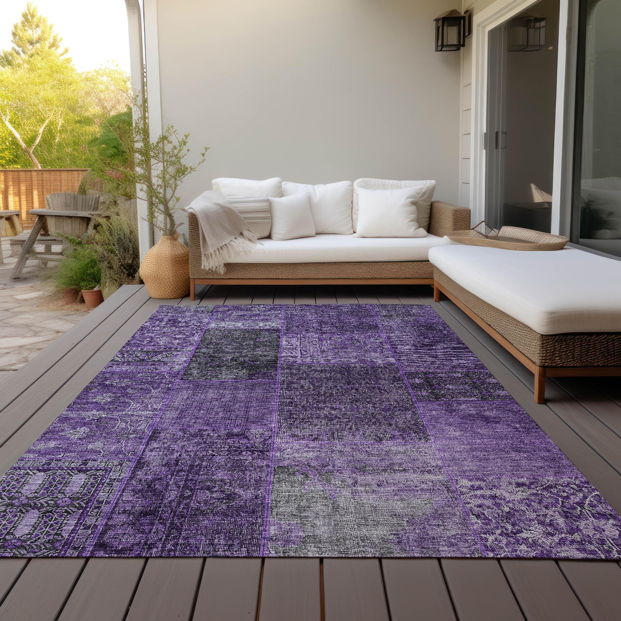 Eggplant Synthetic Flat Woven Reversible 5' x 7' Rug