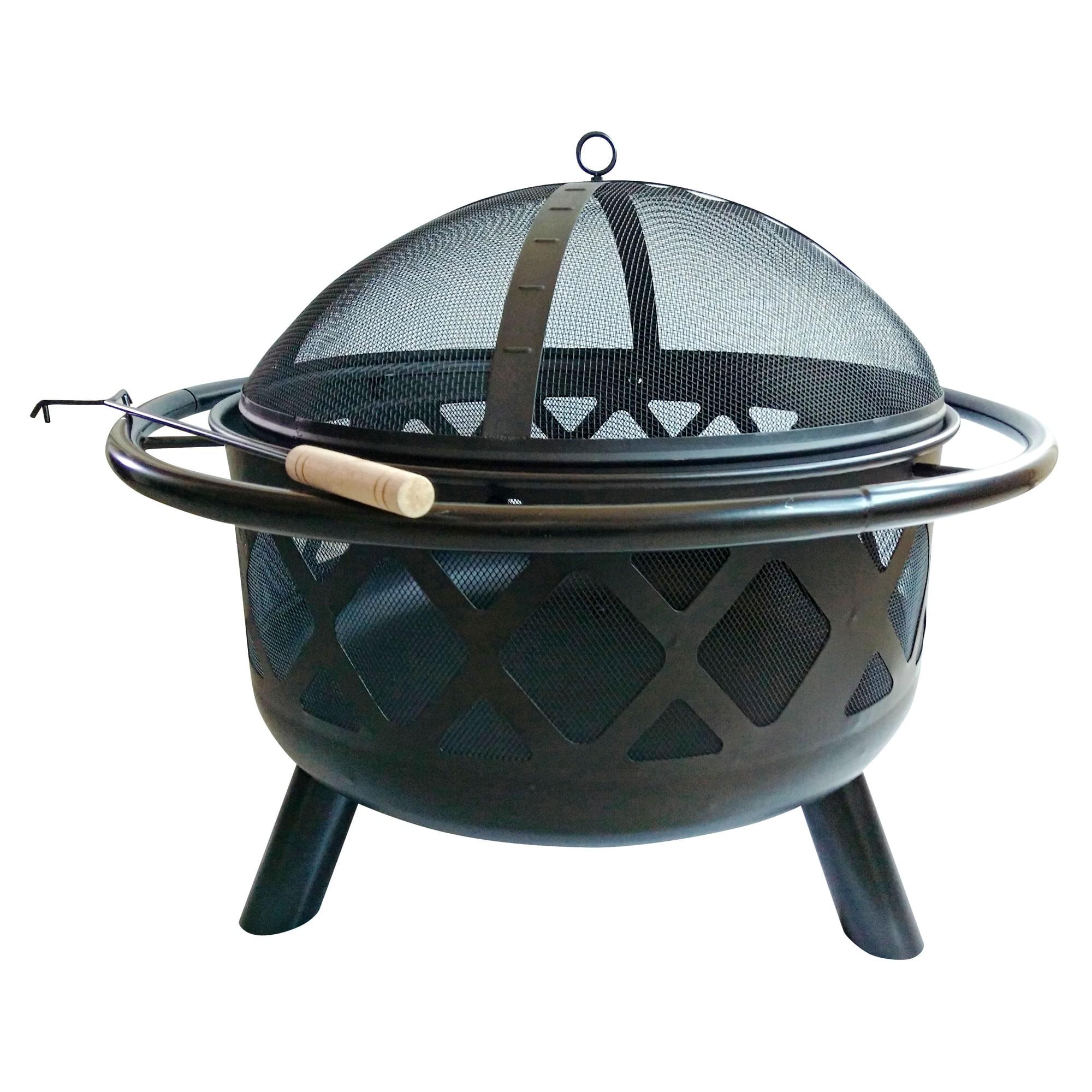 Heisey 30" Outdoor Round Wood Burning Fire Pit with Steel Base