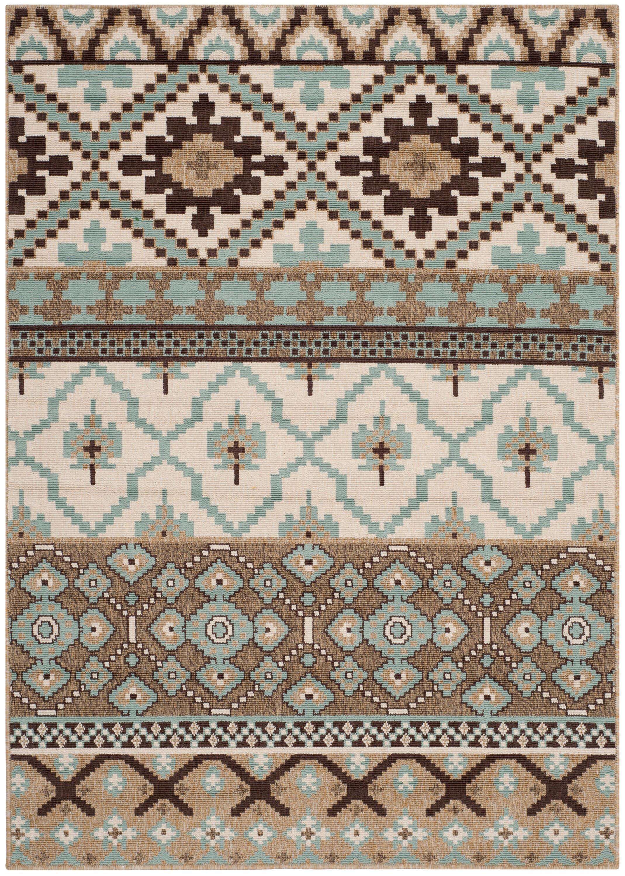 Veranda VER097 Power Loomed Indoor and Outdoor Area Rug - Creme/Brown - 4'x5'7" - Safavieh.