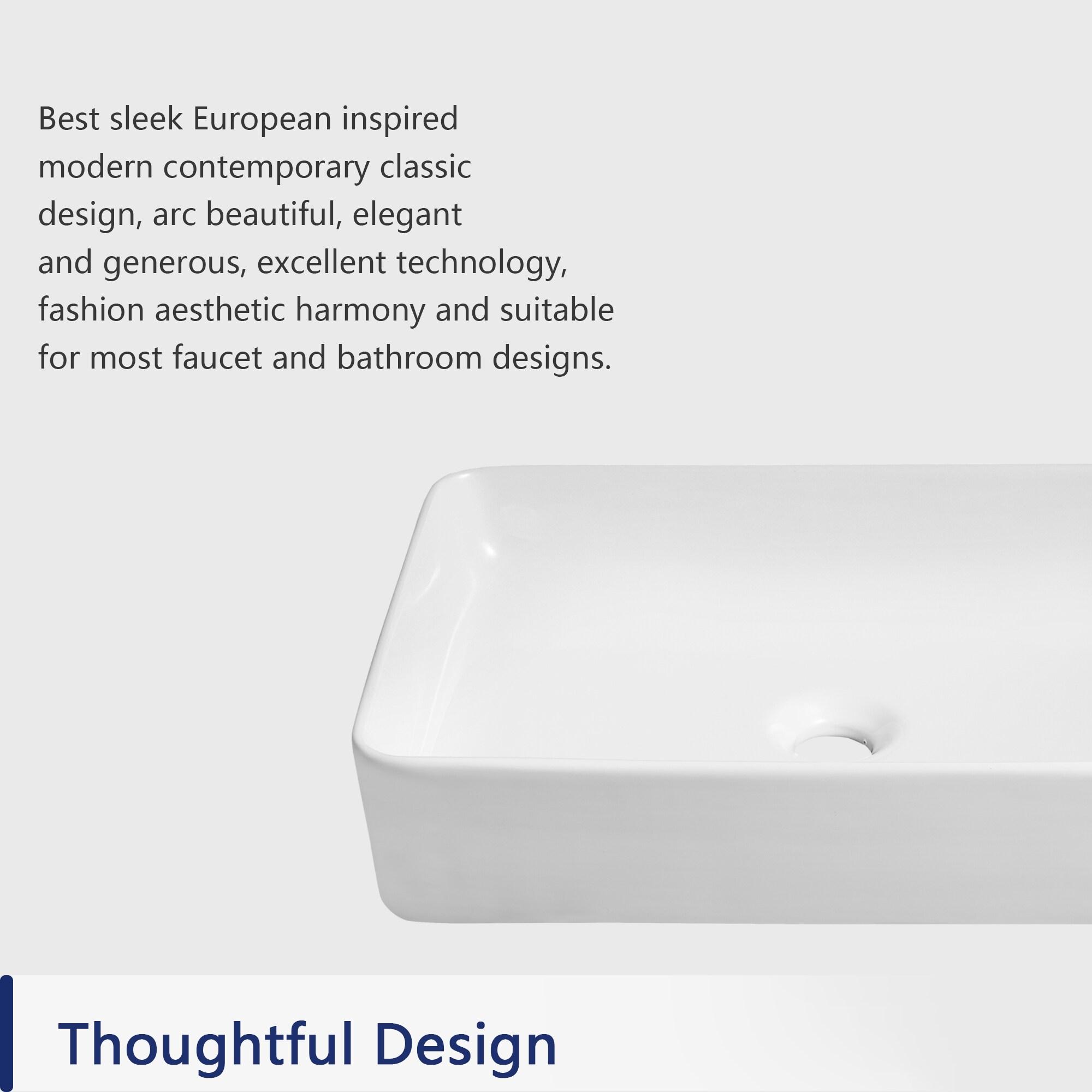 Ally 20" x 13'' Rectangular Vitreous China Vessel Bathroom Sink