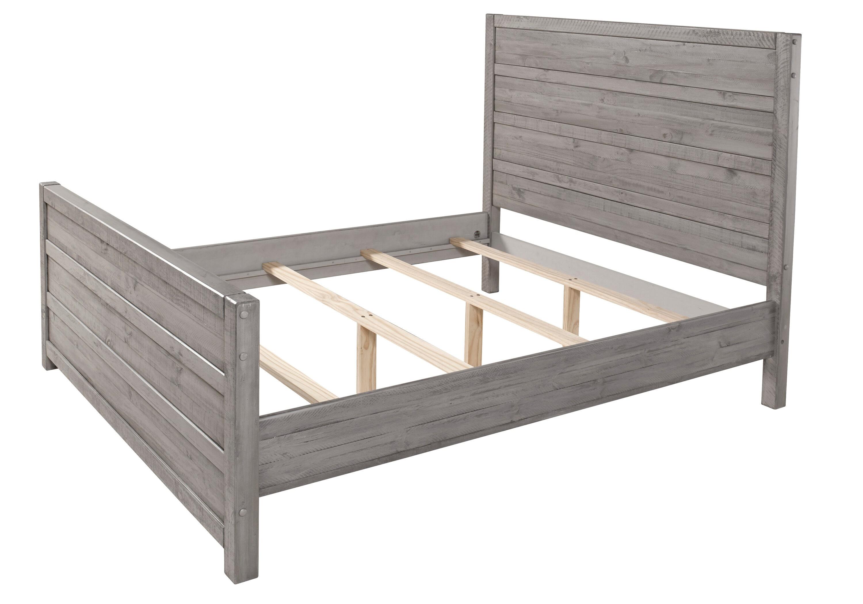 Camaflexi Carmel Solid Wood Platform Bed Frame with Headboard, King, Antique Grey