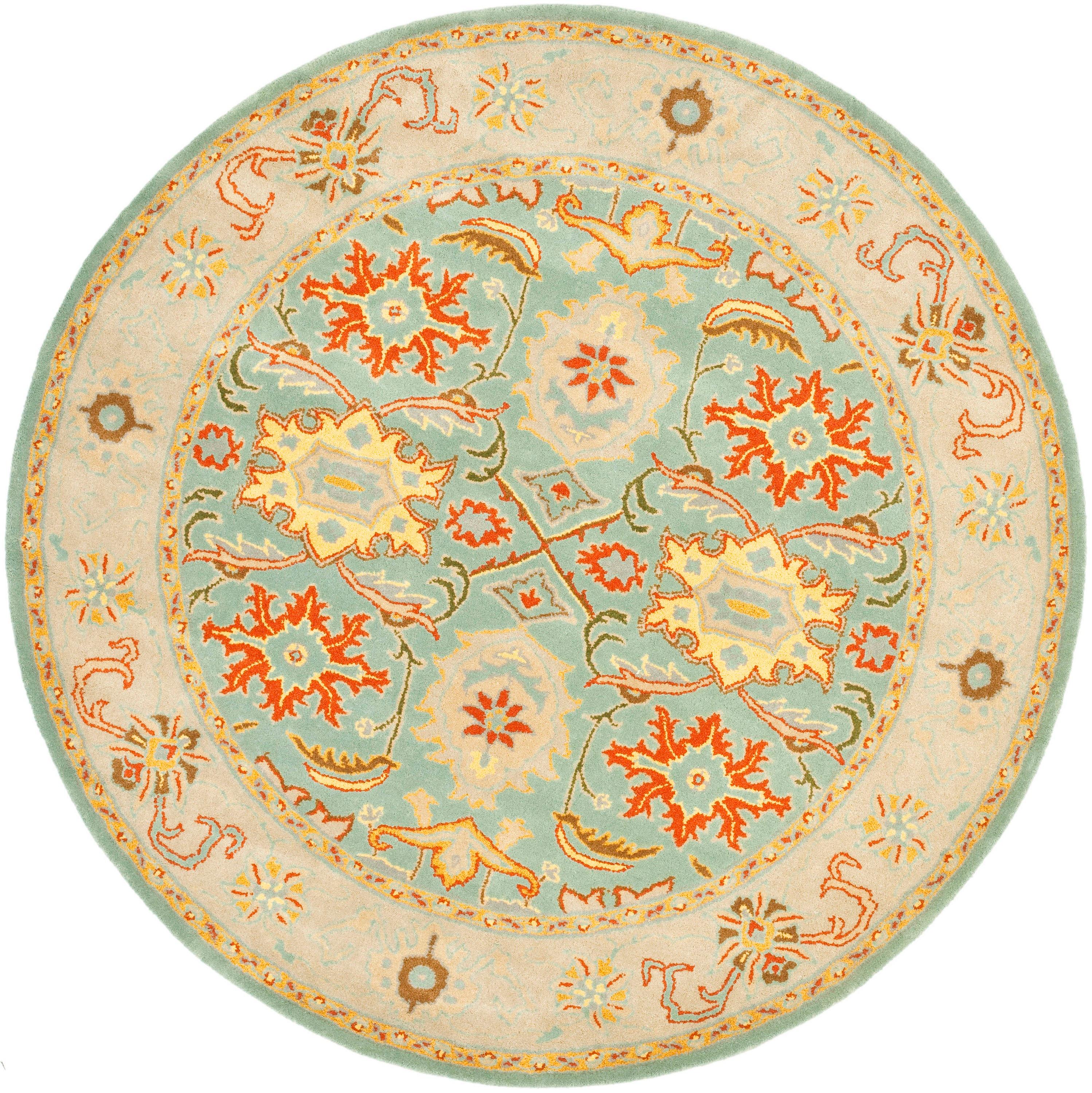 Heritage HG734 Hand Tufted Area Rug - Light Blue/Ivory - 4' round - Safavieh.