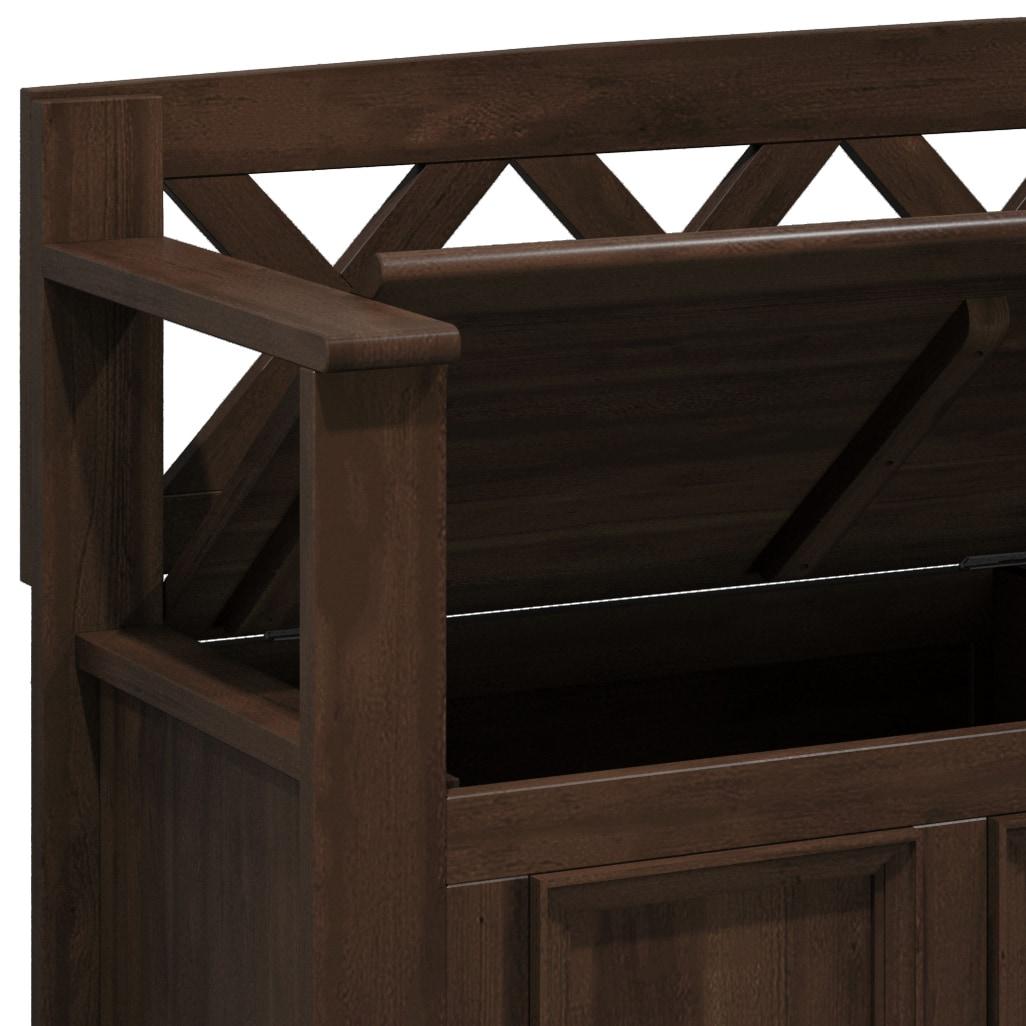 Simpli Home Amherst 48"W Solid Wood Entryway Storage Bench with Lift-Top Lid and Dual Compartments