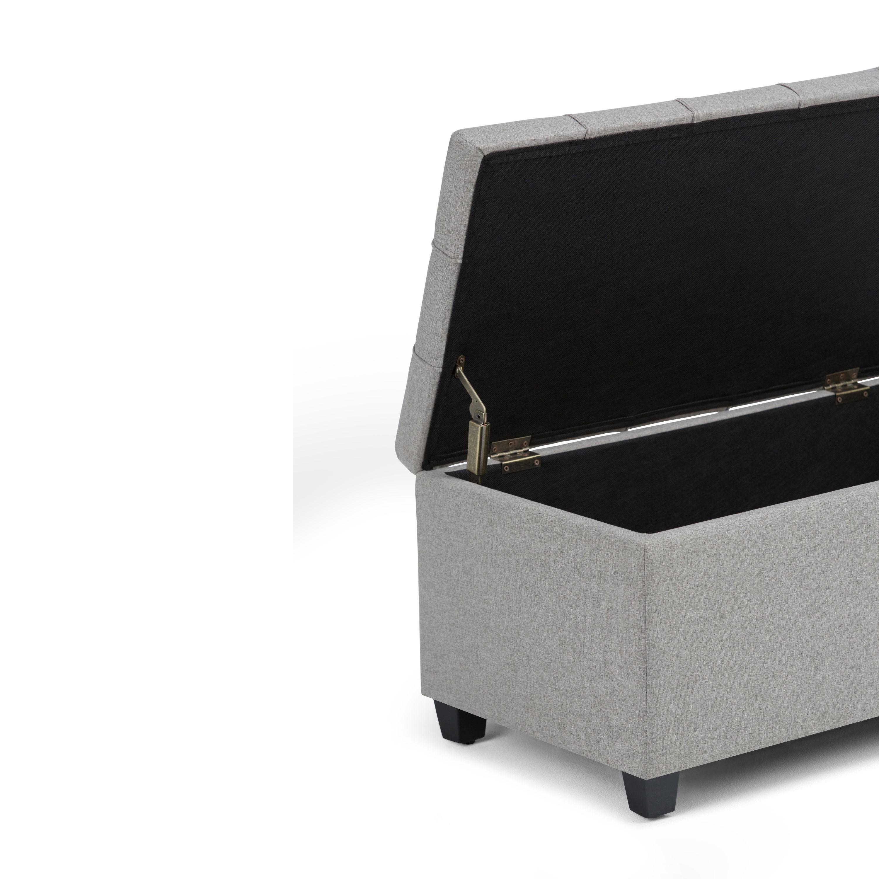 Simpli Home Sienna 33"W Upholstered Storage Ottoman Bench with Lift-Up Tufted Top