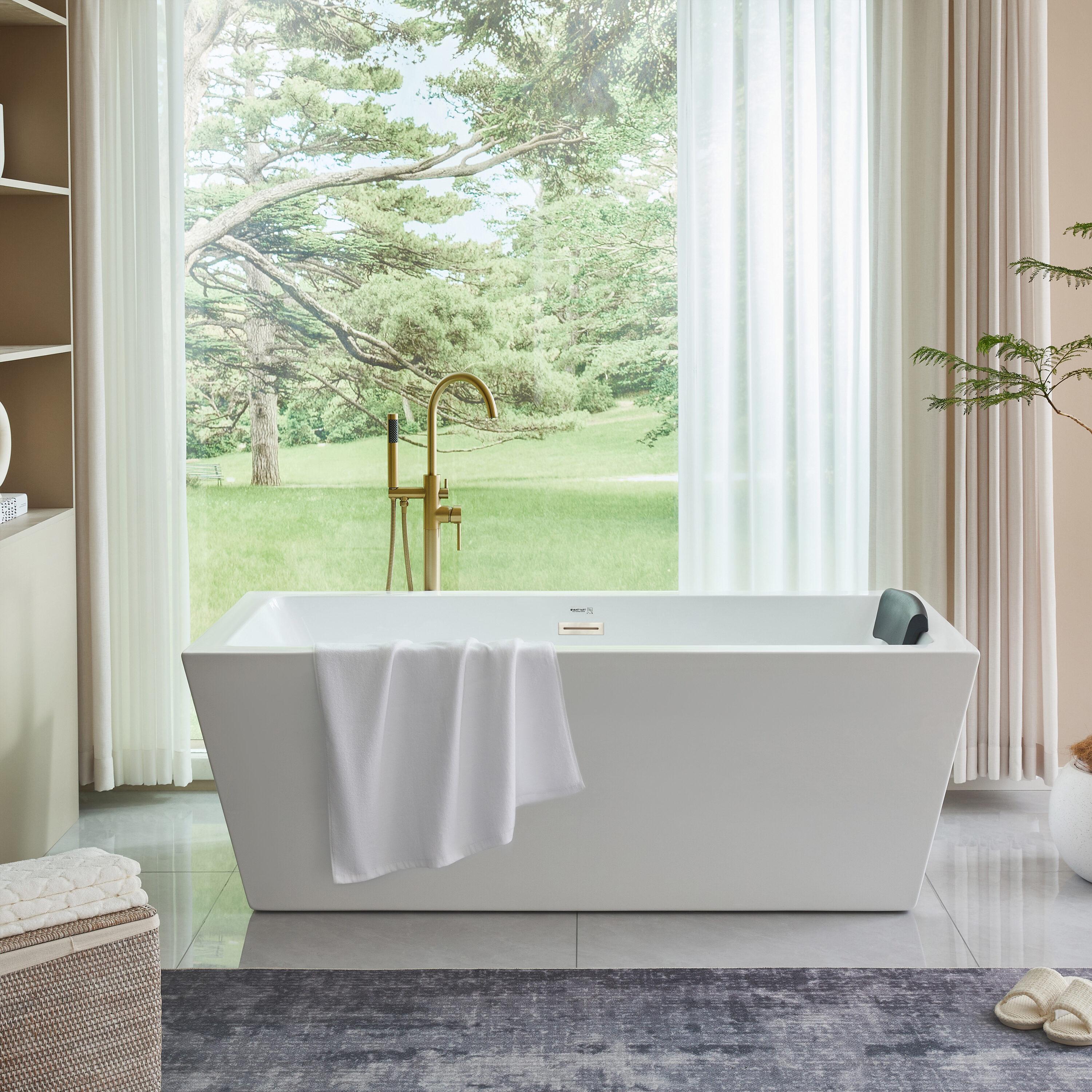 Elena 59" x 30" Freestanding Soaking Acrylic Bathtub