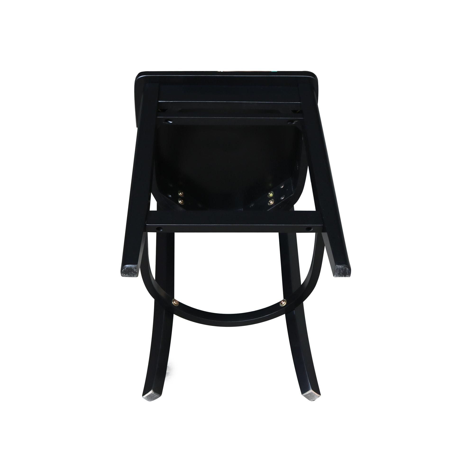 24" Emily Counter Height Barstool Antiqued Black - International Concepts: Solid Wood, Ladder-Back, Square Seat