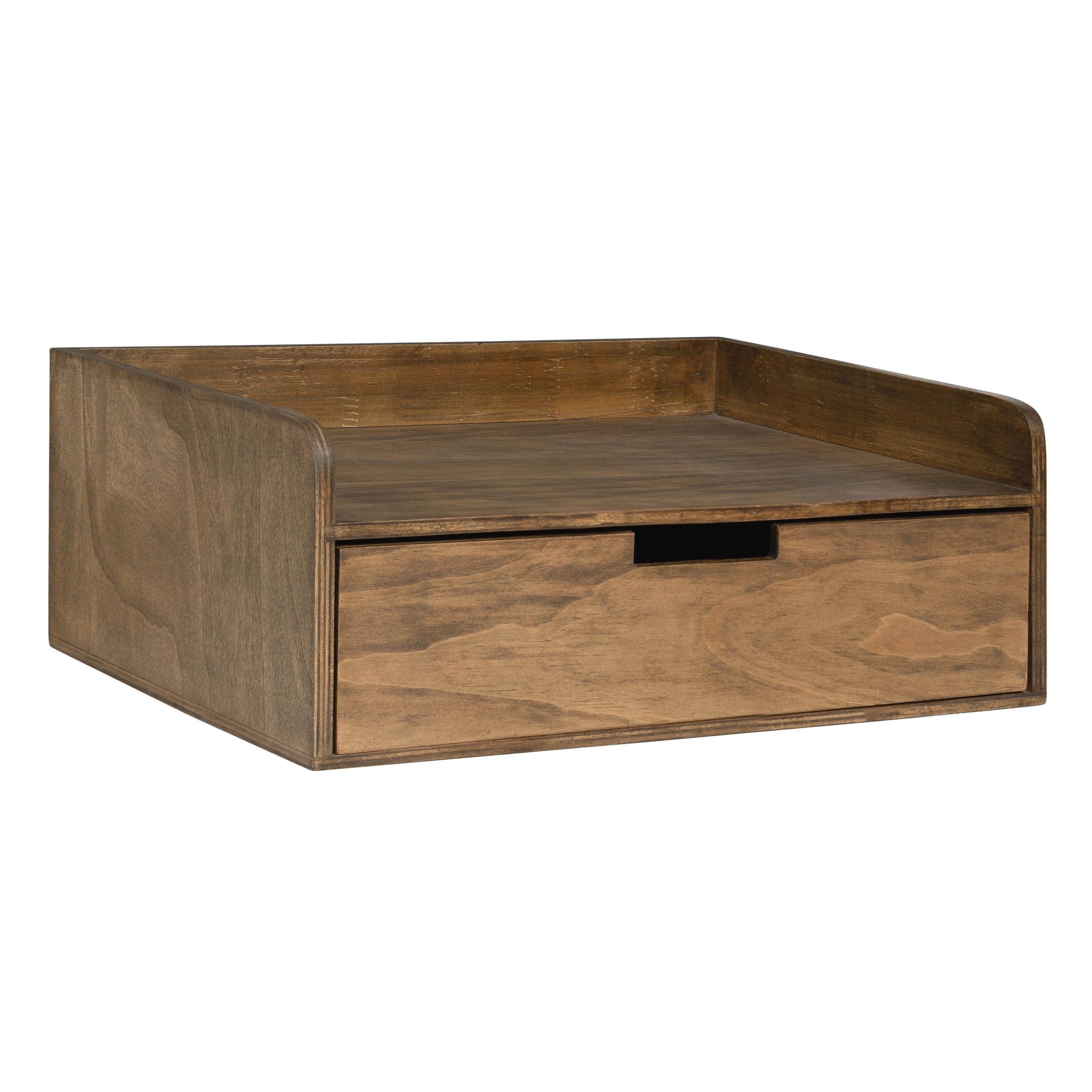 18" x 12" x 6.5" Kitt Floating Shelf Side Table with Drawer - Kate & Laurel All Things Decor: Wall Mounted Storage