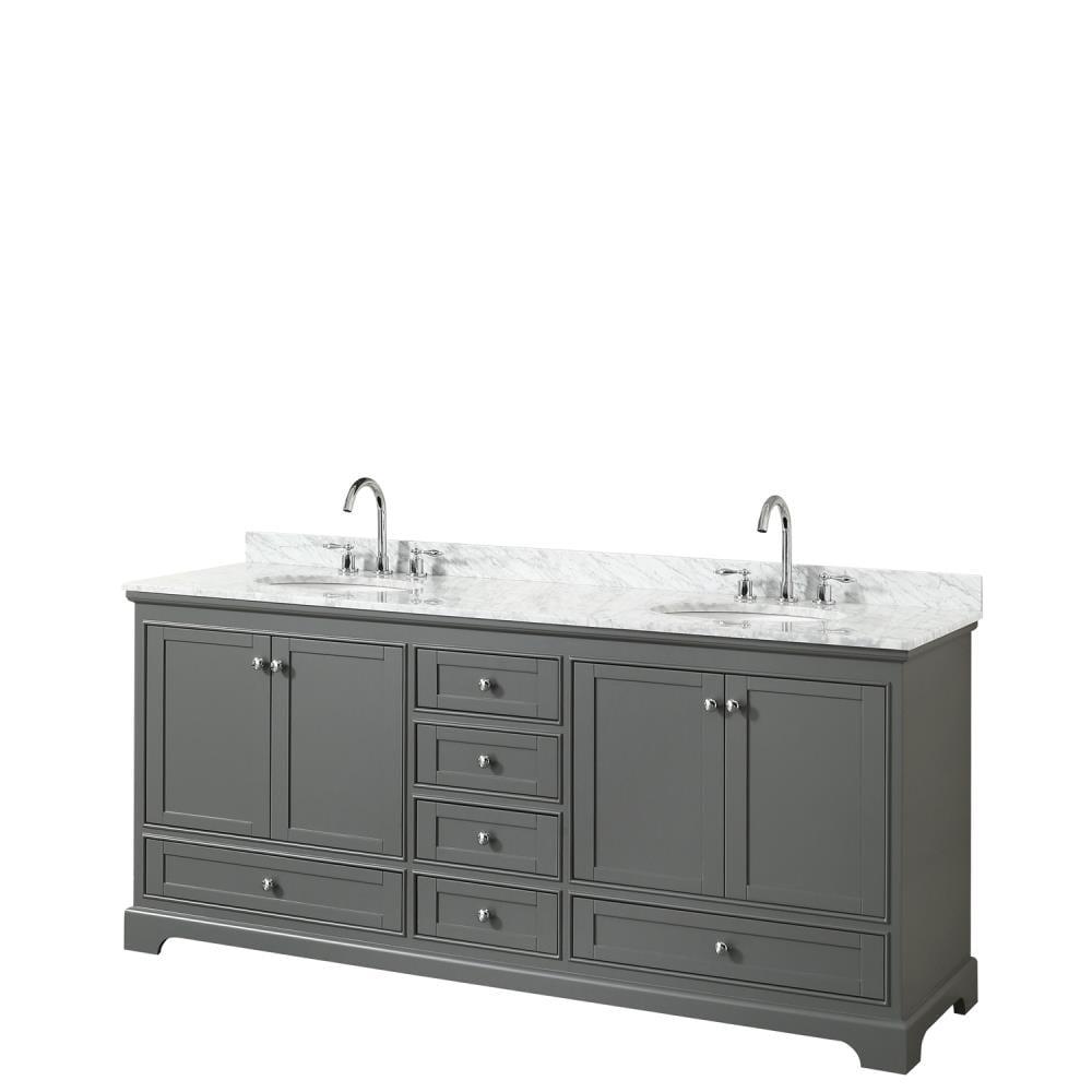 Wyndham Collection Deborah 80'' Double Bathroom Vanity with Marble Top