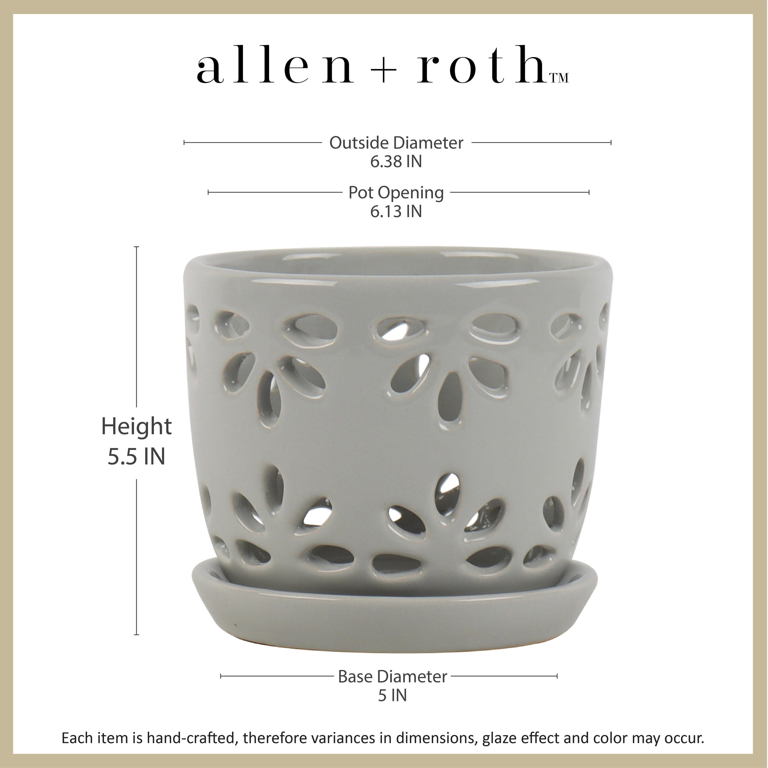 allen + roth Round 6.02-in W x 5.31-in H x 6.02-in D Gray Ceramic Indoor Orchid basket