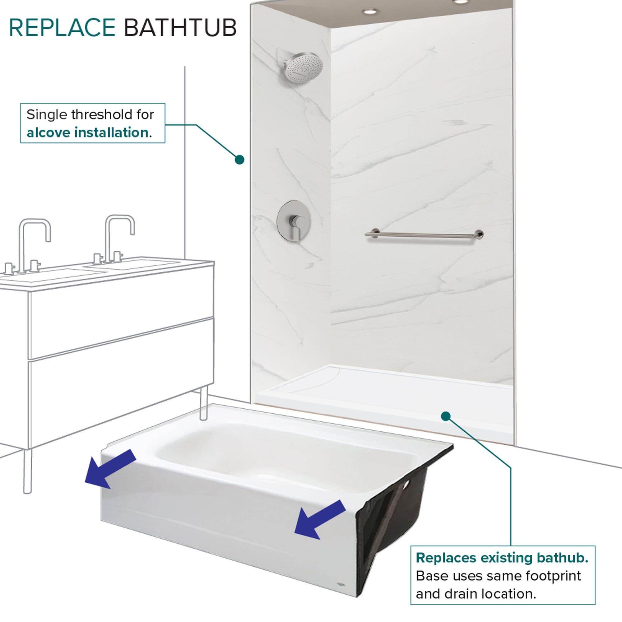 Transolid FSLB6032L-01 Transolid 60-in x 32-in Cast Solid Surface Tub Replacement Base Linear