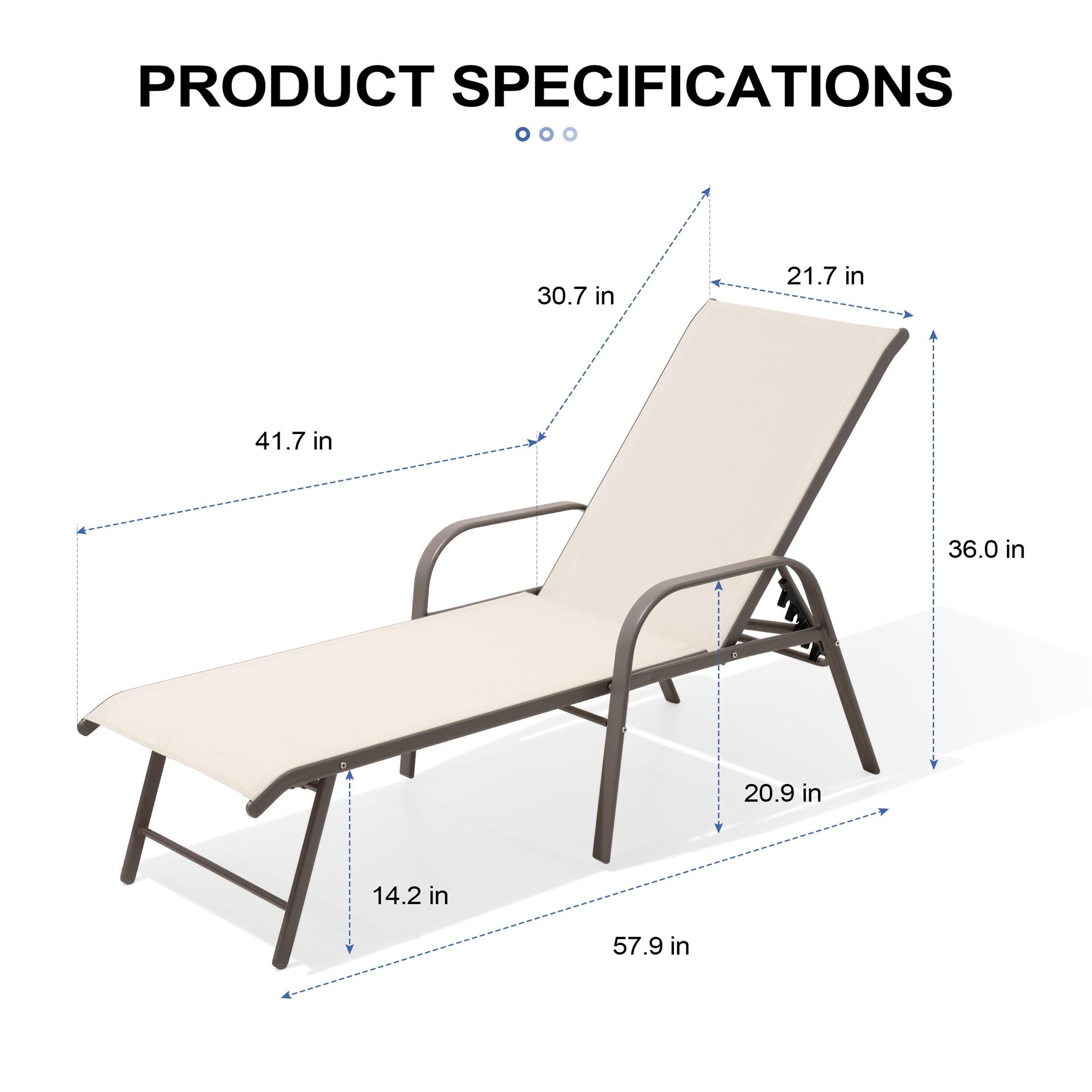 Crestlive Products Set of 2 Aluminum Patio Chaise Lounge Chair Folding Outdoor Recliners, Beige