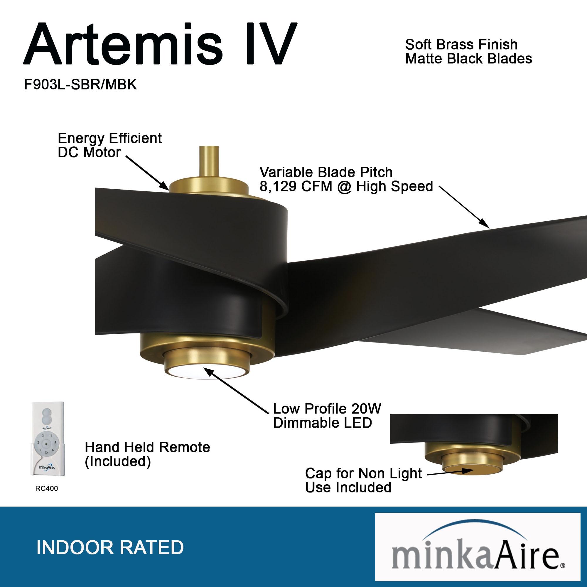 64" Minka Aire Modern Indoor Ceiling Fan with LED Light Remote Control Soft Brass Matte Black for Living Room Kitchen Bedroom Home