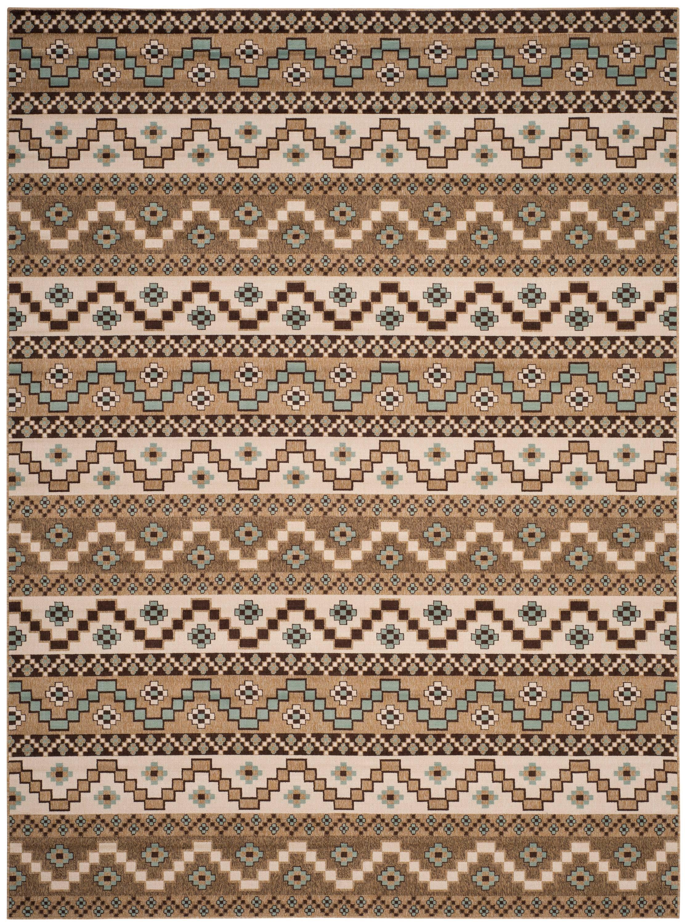 Veranda VER095 Power Loomed Indoor/Outdoor Area Rug - Creme/Brown - 8'x11' - Safavieh