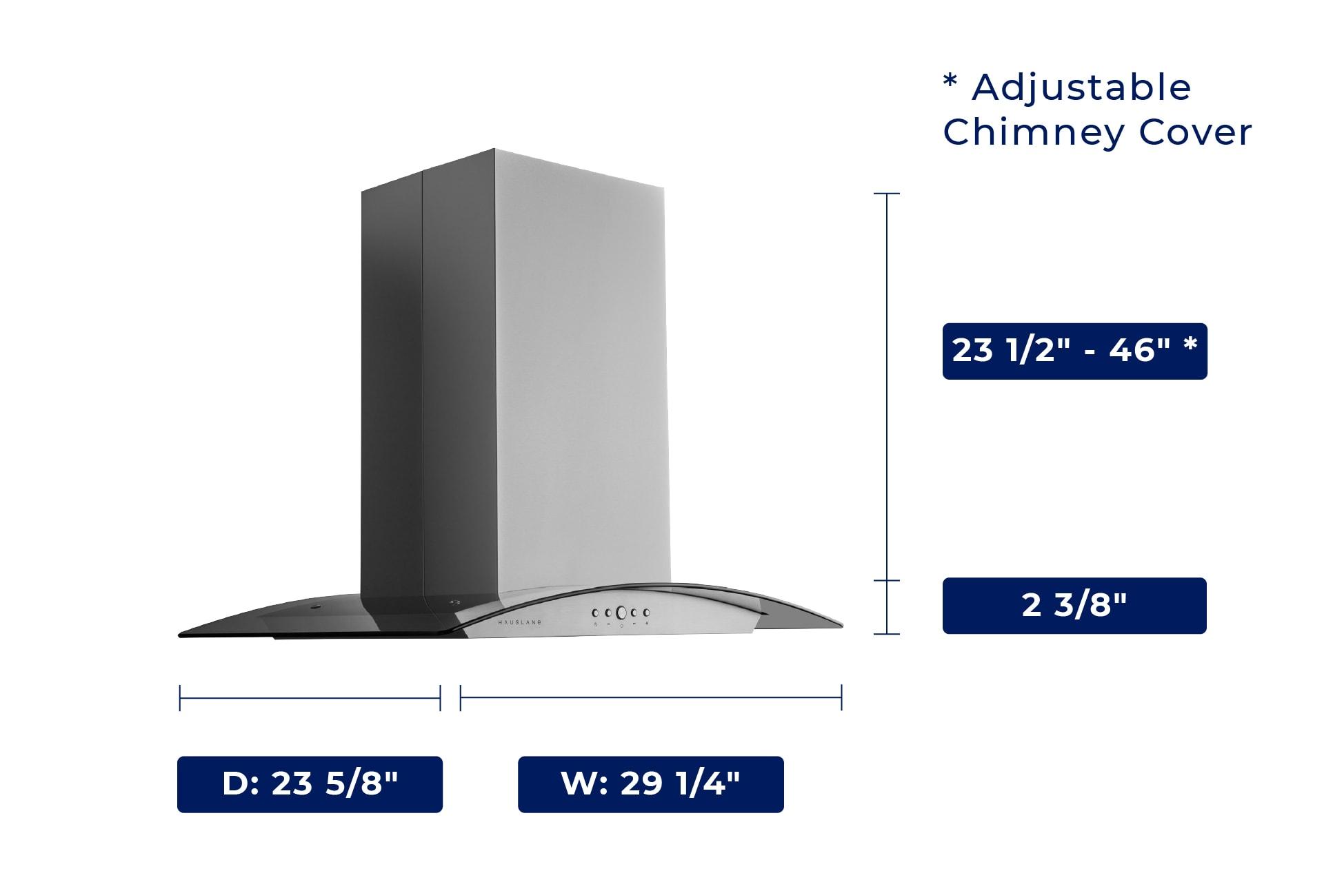 Hauslane Hauslane 30" Stainless Steel 600 CFM Convertible Island Range Hood with Baffle Filter IS-200SS-30