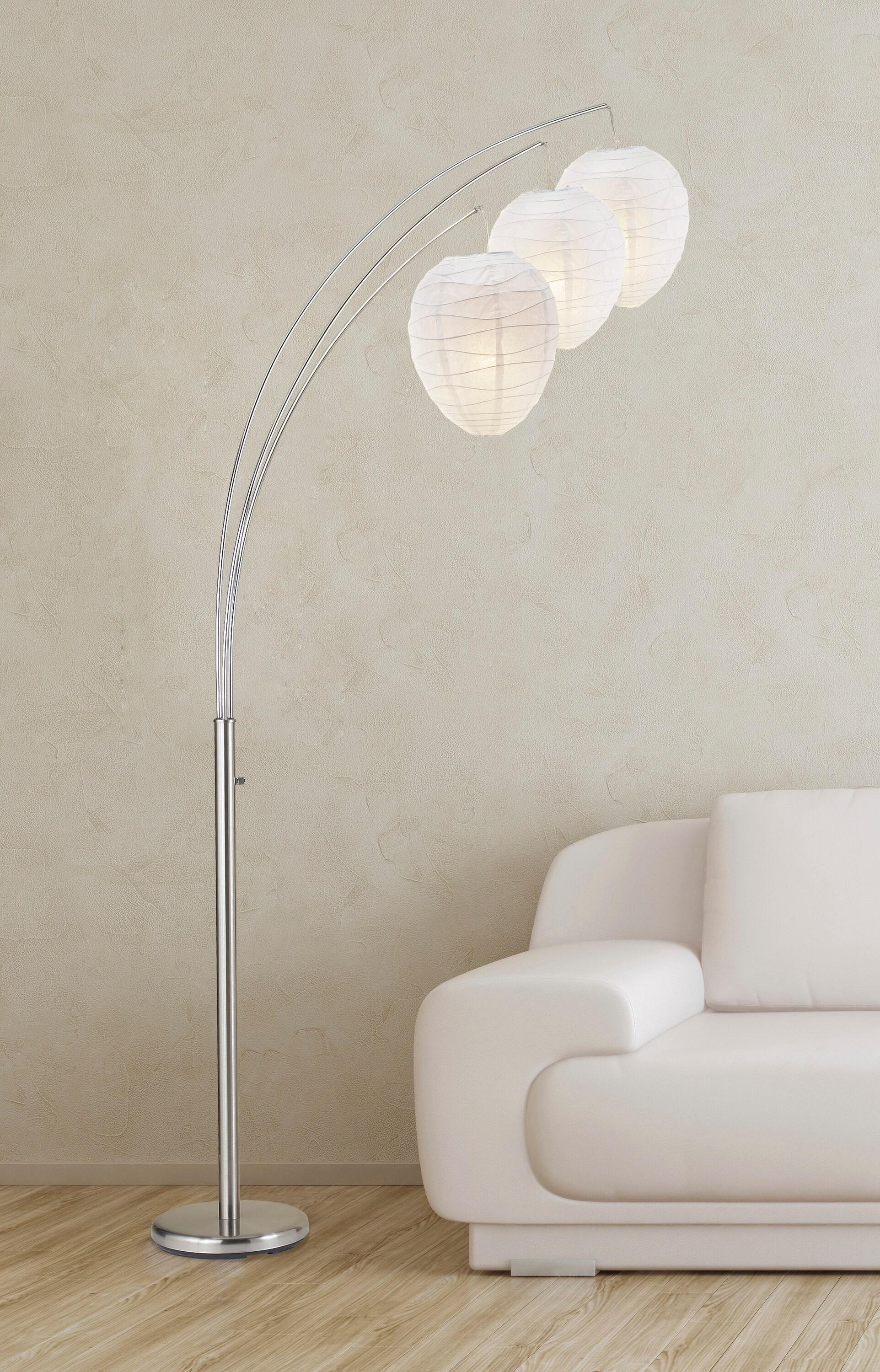 Belle Arc Lamp Silver - Adesso: Chrome Poles, White Rice Paper Lanterns, Multi-Head, ETL Listed